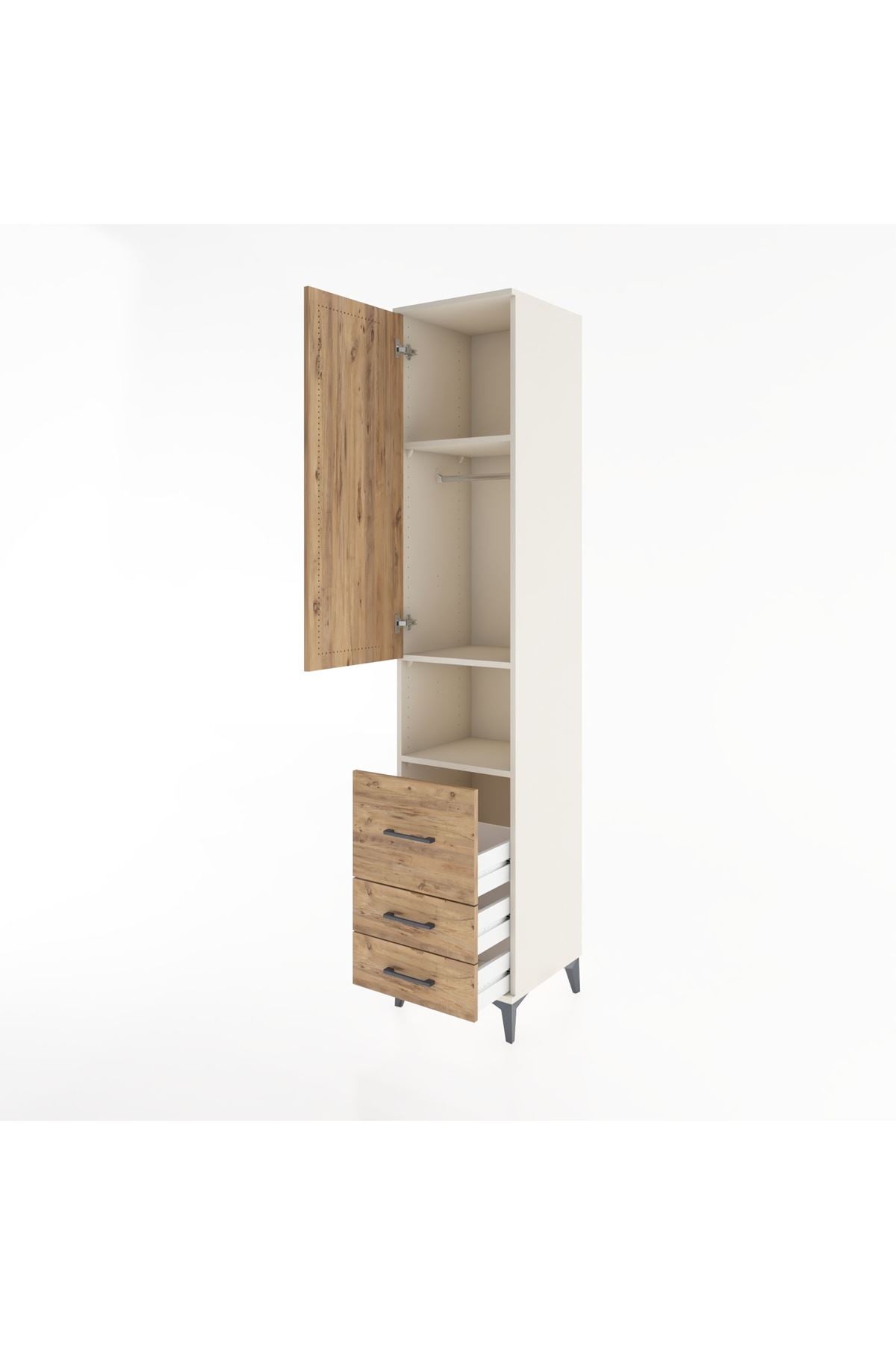 Hyperion Dolap 3 Raflı 3 Çekmeceli Tek Askılı 44x44x221 - S61M175V3B