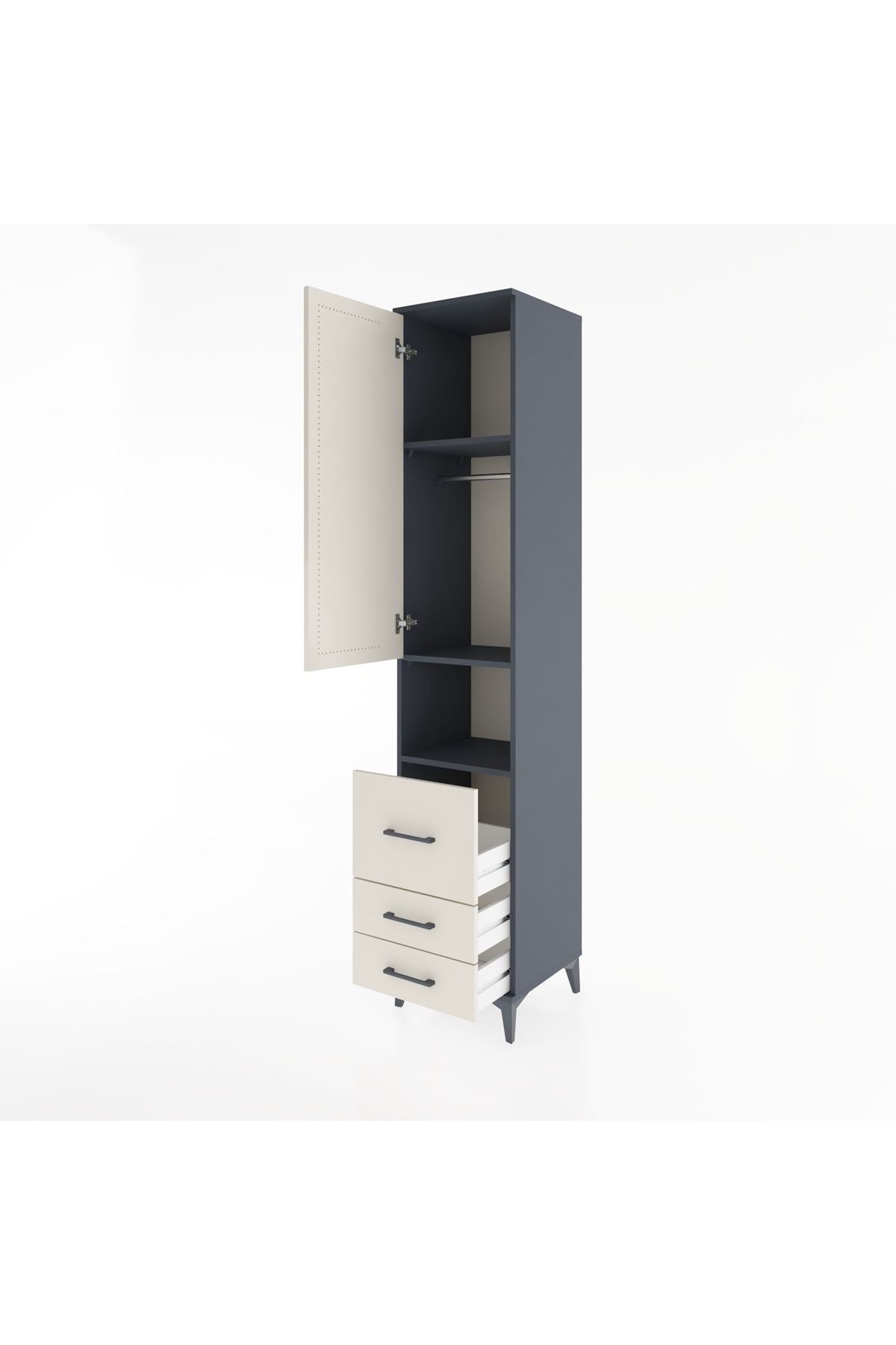 Hyperion Dolap 3 Raflı 3 Çekmeceli Tek Askılı 44x44x221 - S61M175V4B