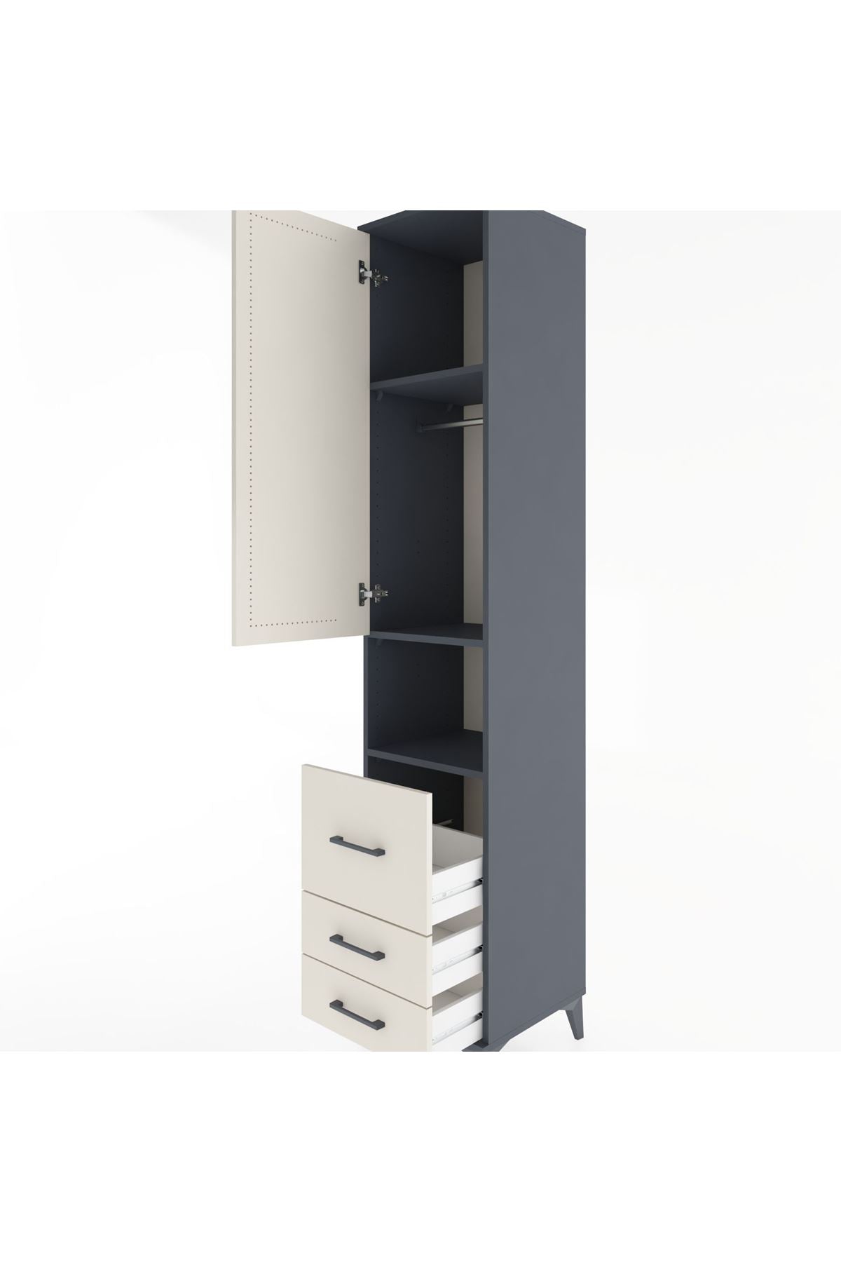 Hyperion Dolap 3 Raflı 3 Çekmeceli Tek Askılı 44x44x221 - S61M175V4B