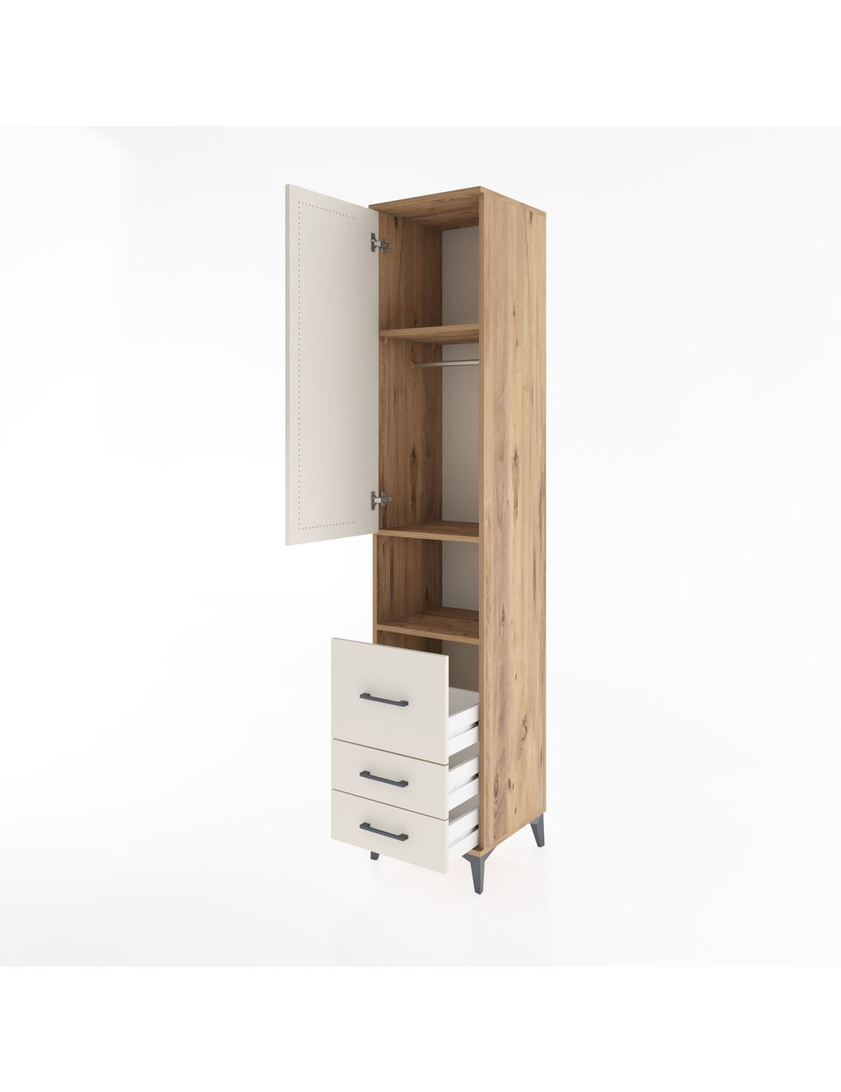 Hyperion Dolap 3 Raflı 3 Çekmeceli Tek Askılı 44x44x221 - S61M175V7B