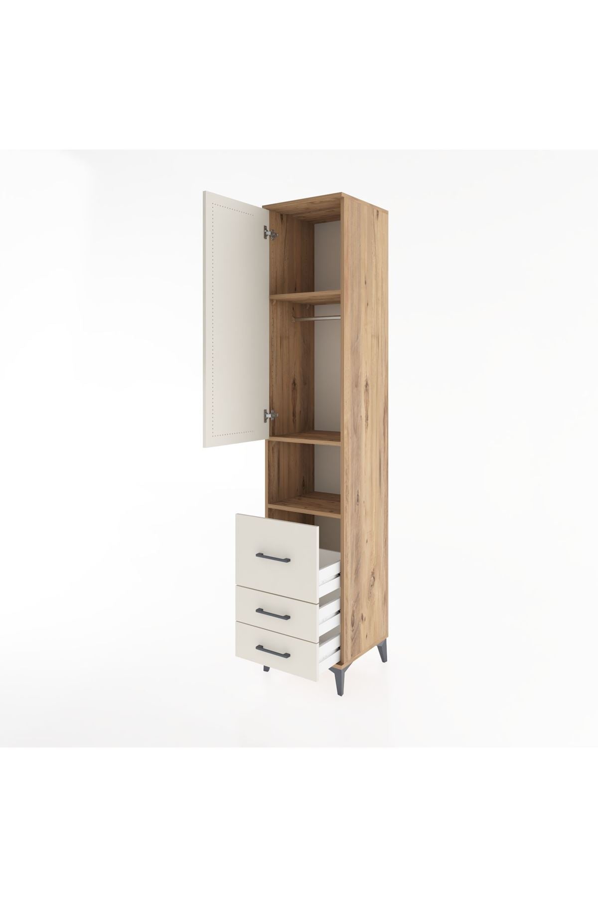 Hyperion Dolap 3 Raflı 3 Çekmeceli Tek Askılı 44x44x221 - S61M175V7B
