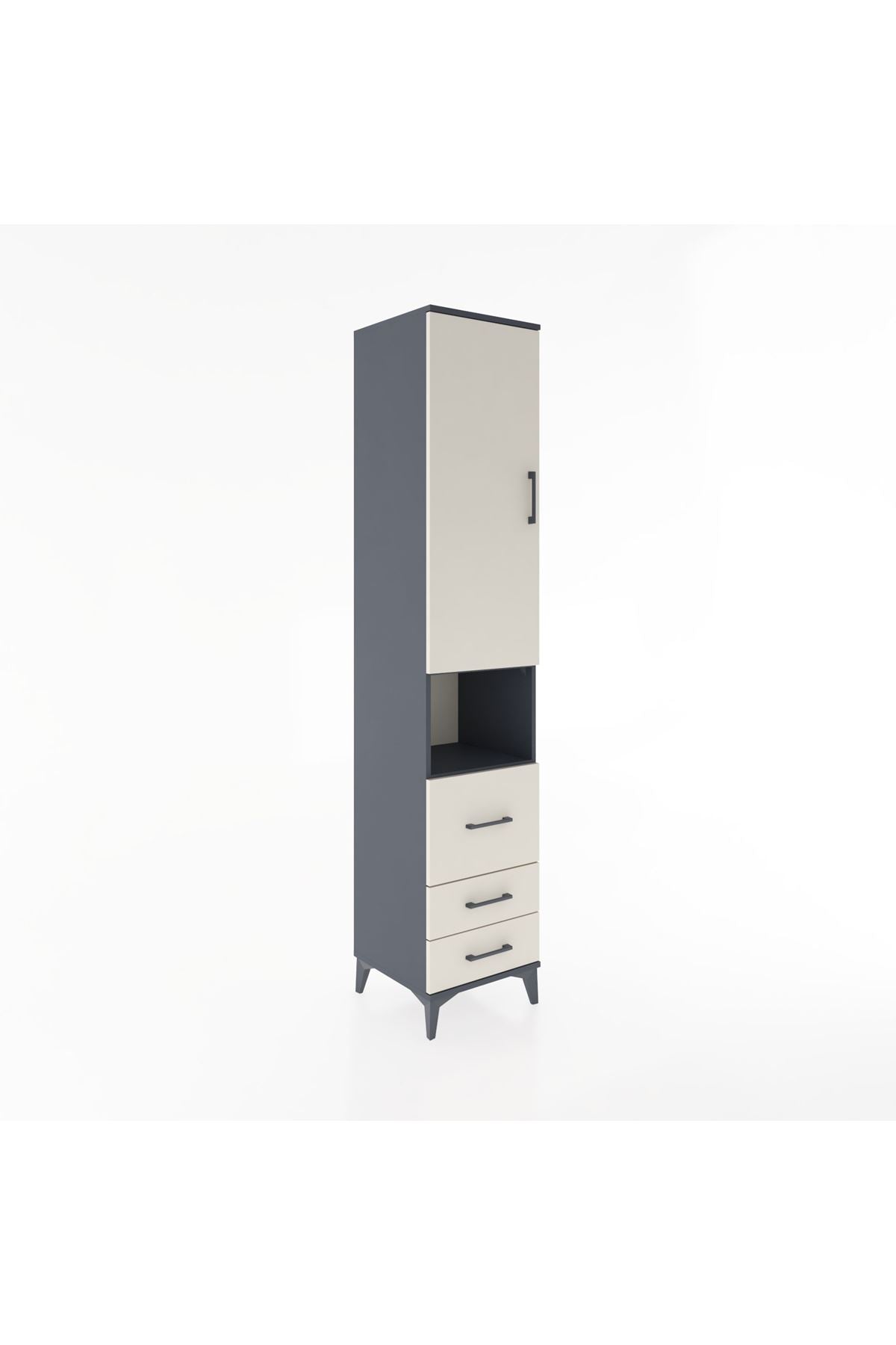 Hyperion Dolap 4 Raflı 3 Çekmeceli Tek Kapaklı 44x44x221 - S61M176V4B