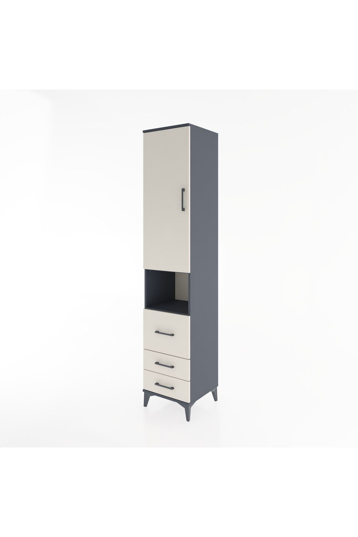 Hyperion Dolap 4 Raflı 3 Çekmeceli Tek Kapaklı 44x44x221 - S61M176V4B