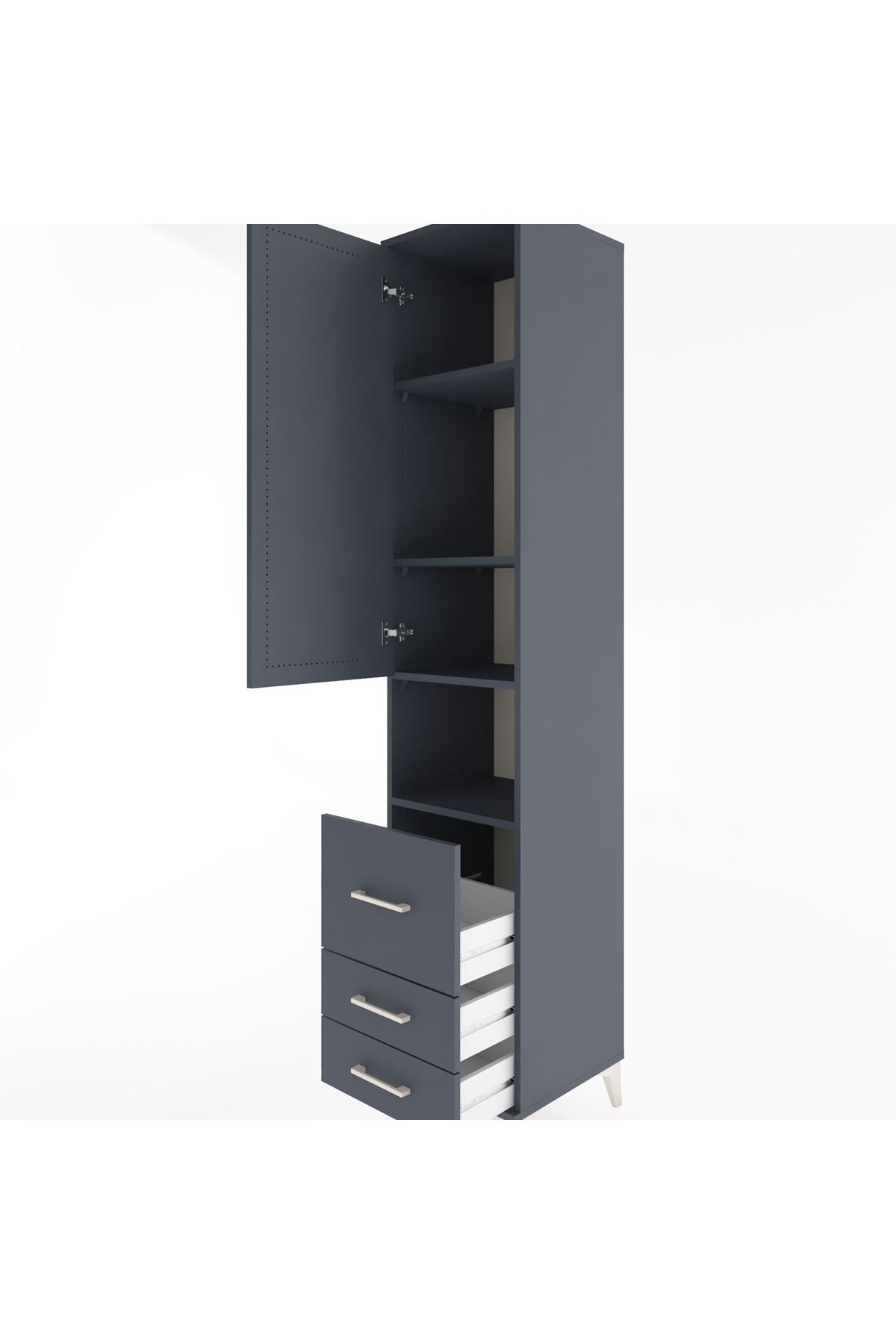 Hyperion Dolap 4 Raflı 3 Çekmeceli Tek Kapaklı 44x44x221 - S61M176V5B