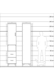 Hyperion Dolap 3 Raflı 2 Çekmeceli Tek Askılı 44x44x221 - S61M177V5B