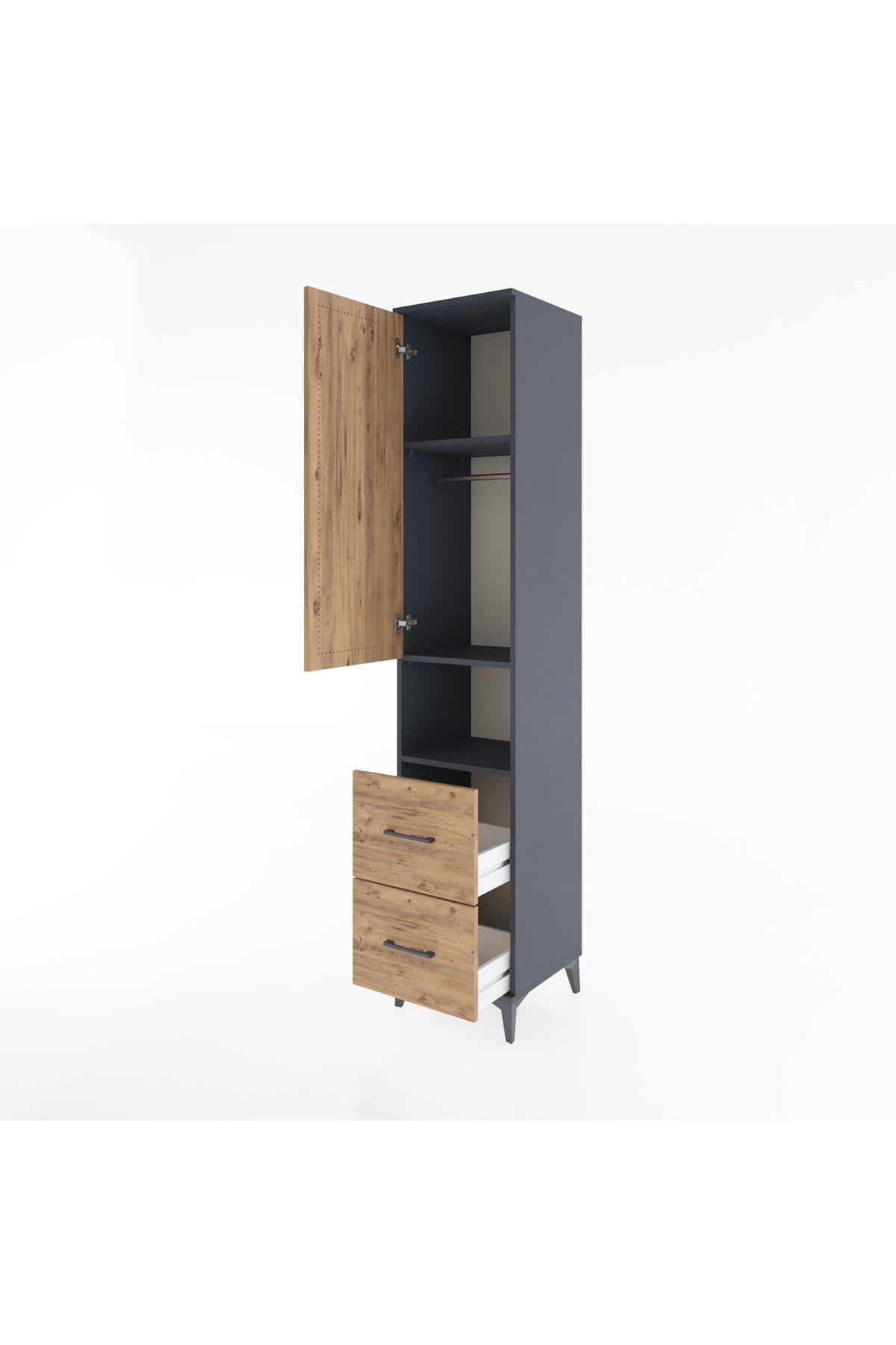 Hyperion Dolap 3 Raflı 2 Çekmeceli Tek Askılı 44x44x221 - S61M177V6B