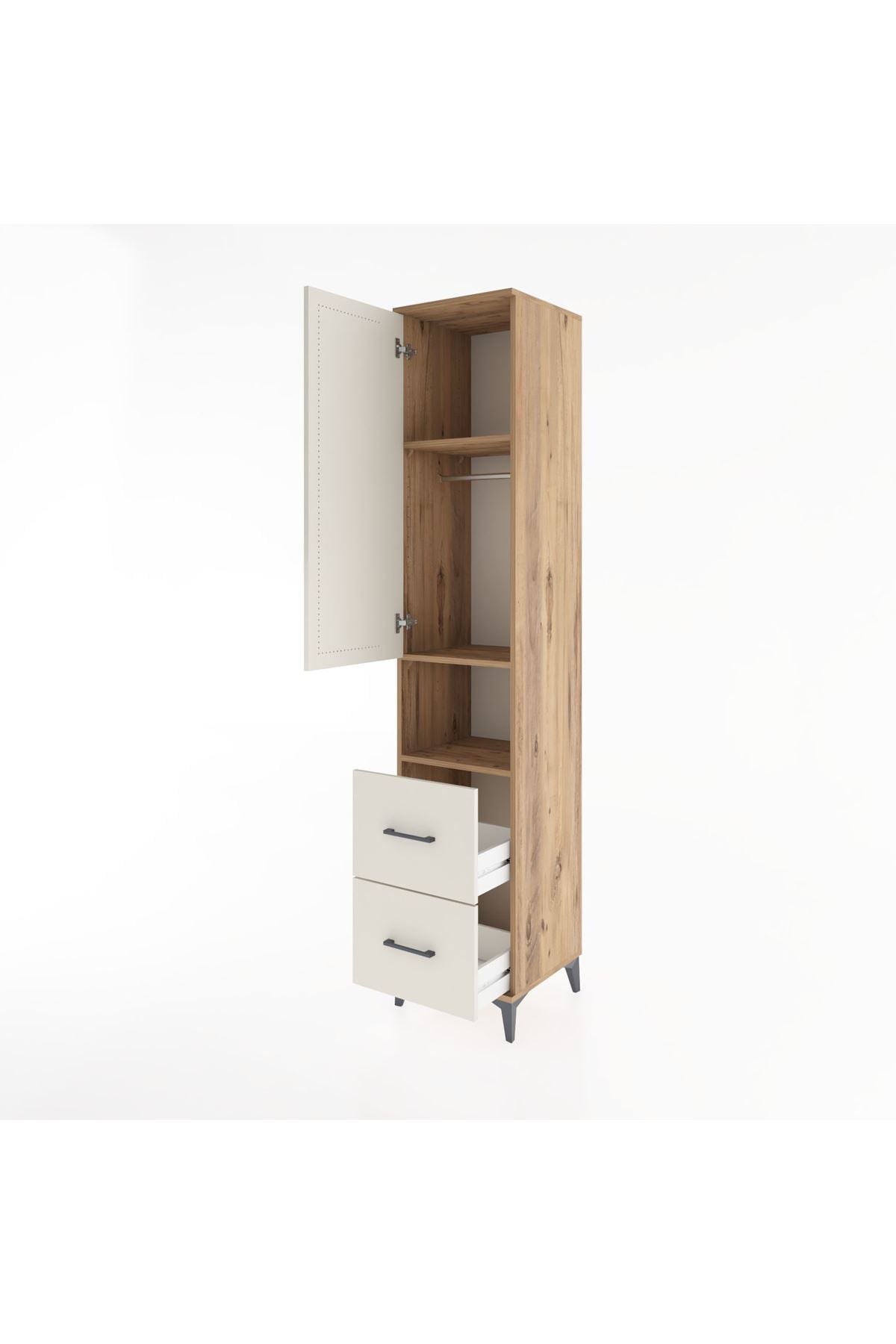 Hyperion Dolap 3 Raflı 2 Çekmeceli Tek Askılı 44x44x221 - S61M177V7B