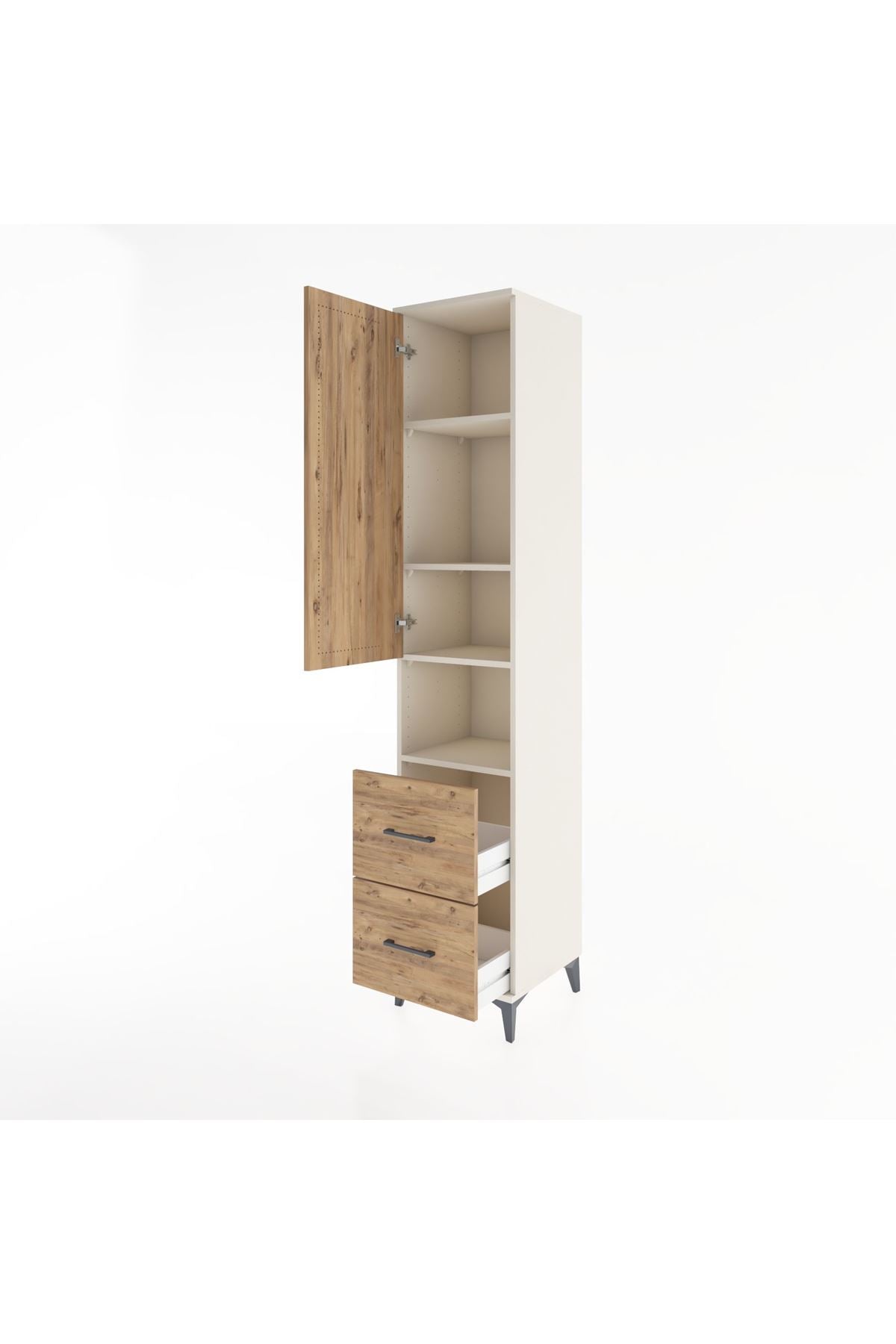 Hyperion Dolap 4 Raflı 2 Çekmeceli Tek Kapaklı 44x44x221 - S61M178V3B