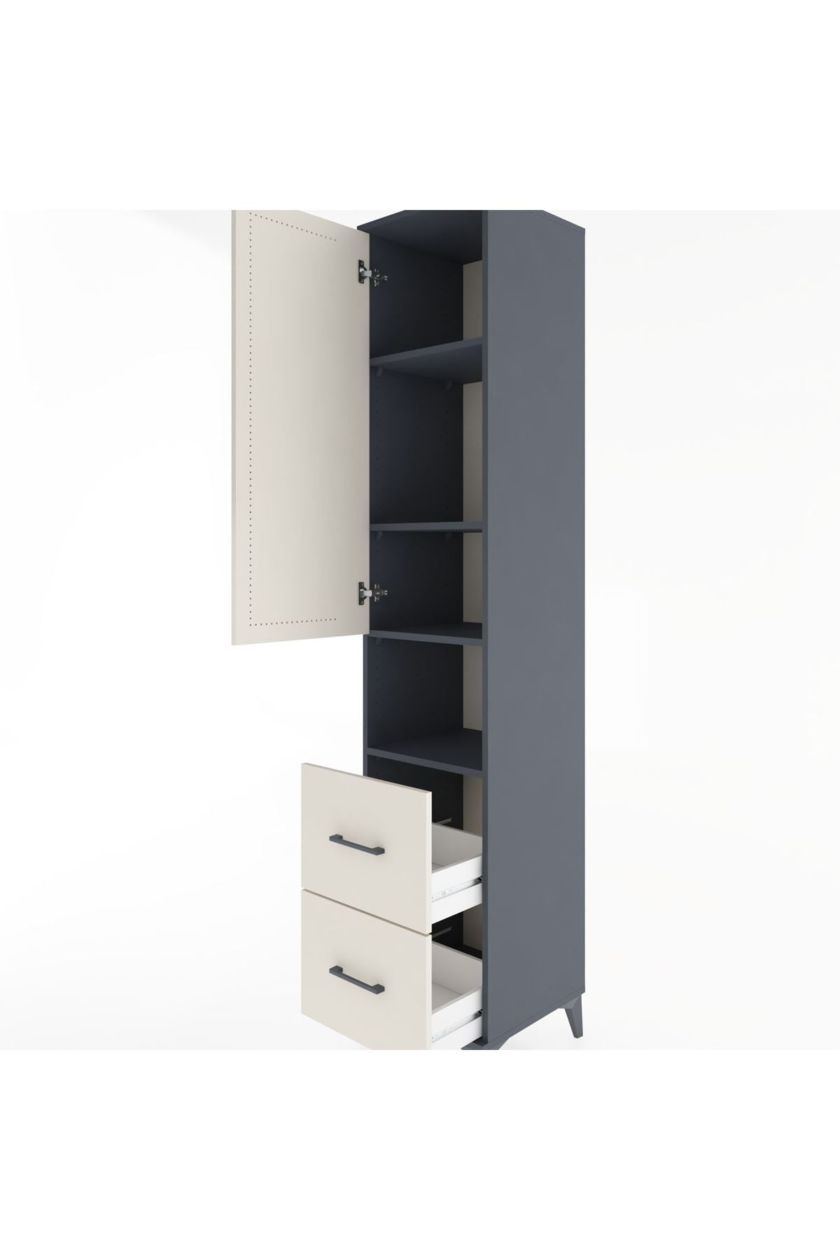 Hyperion Dolap 4 Raflı 2 Çekmeceli Tek Kapaklı 44x44x221 - S61M178V4B