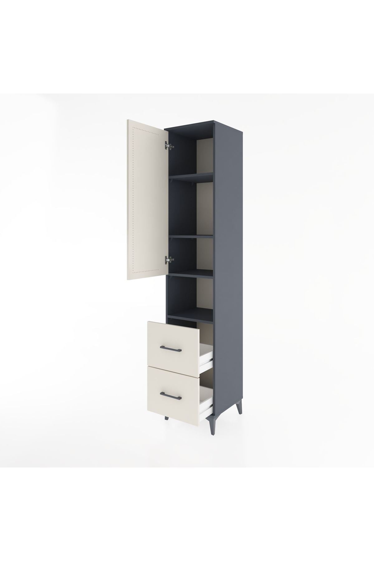 Hyperion Dolap 4 Raflı 2 Çekmeceli Tek Kapaklı 44x44x221 - S61M178V4B