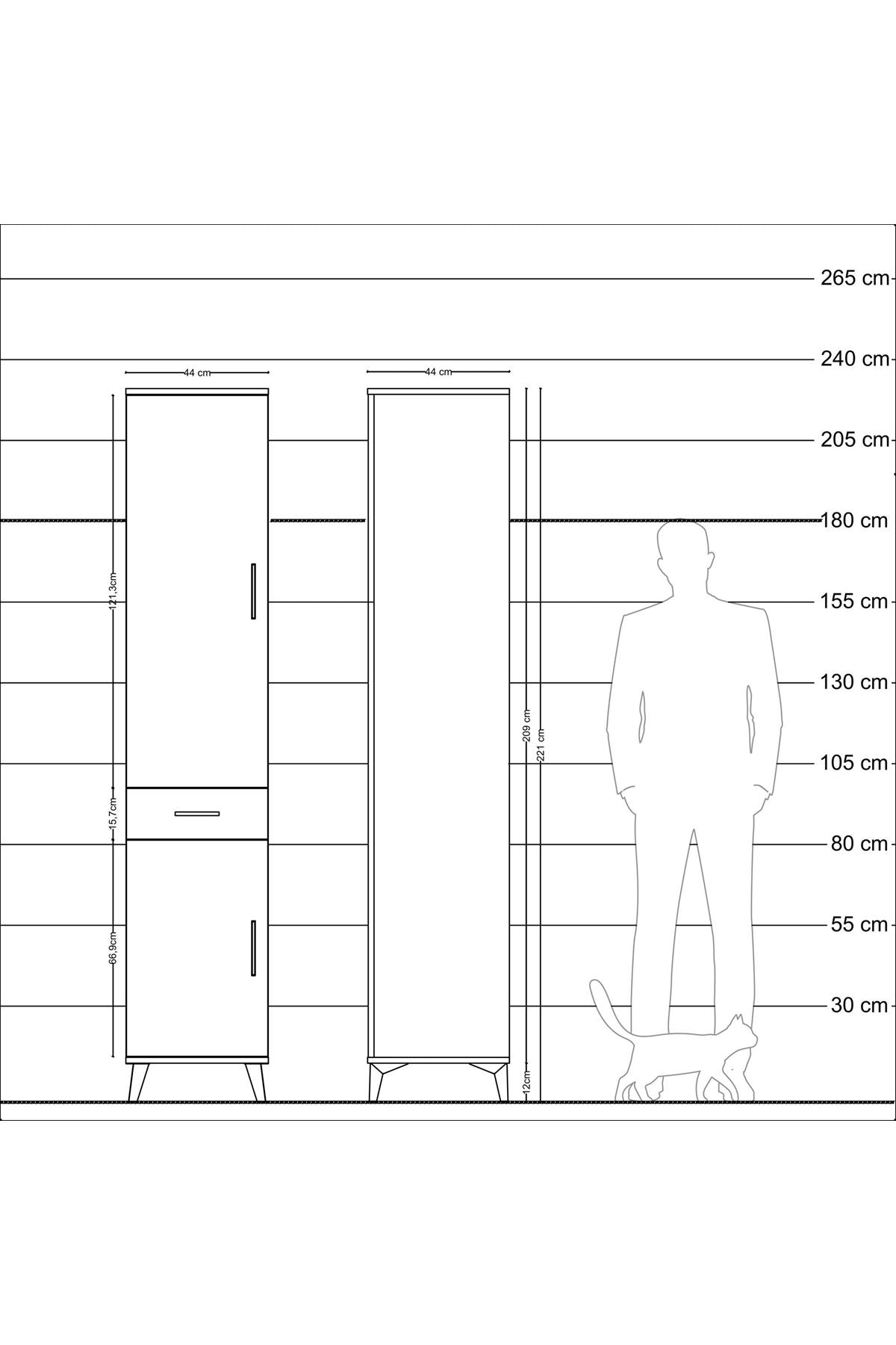 Hyperion Dolap 4 Raflı Tek Çekmeceli 2 Kapaklı 44x44x221 - S61M180V6B