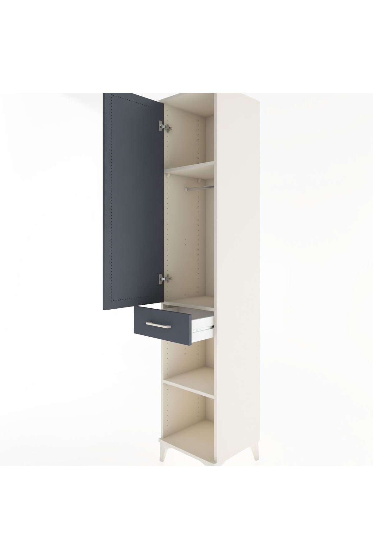 Hyperion Dolap 3 Raflı Tek Çekmeceli Tek Askılı 44x44x221 - S61M181V2B