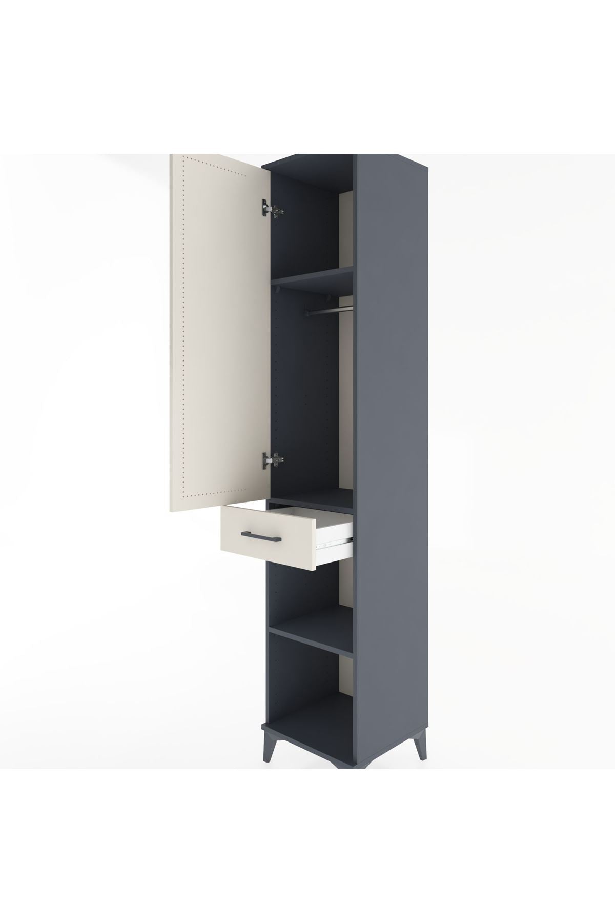 Hyperion Dolap 3 Raflı Tek Çekmeceli Tek Askılı 44x44x221 - S61M181V4B