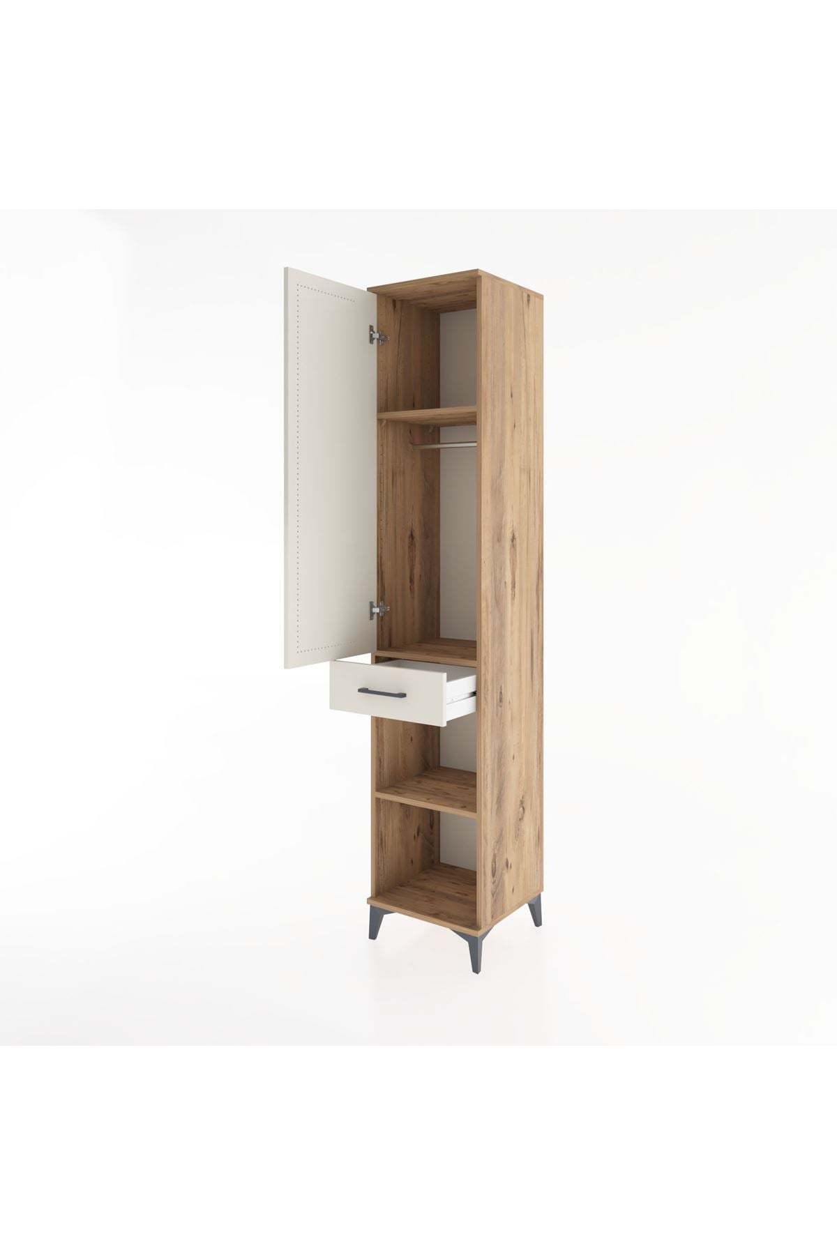 Hyperion Dolap 3 Raflı Tek Çekmeceli Tek Askılı 44x44x221 - S61M181V7B
