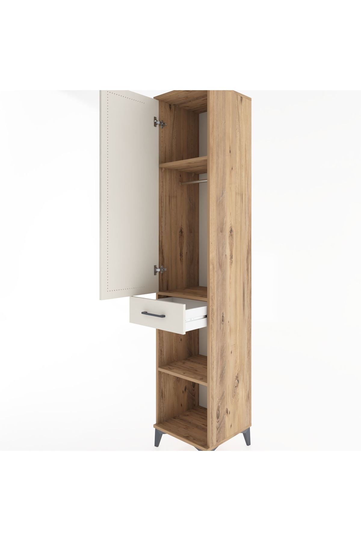 Hyperion Dolap 3 Raflı Tek Çekmeceli Tek Askılı 44x44x221 - S61M181V7B