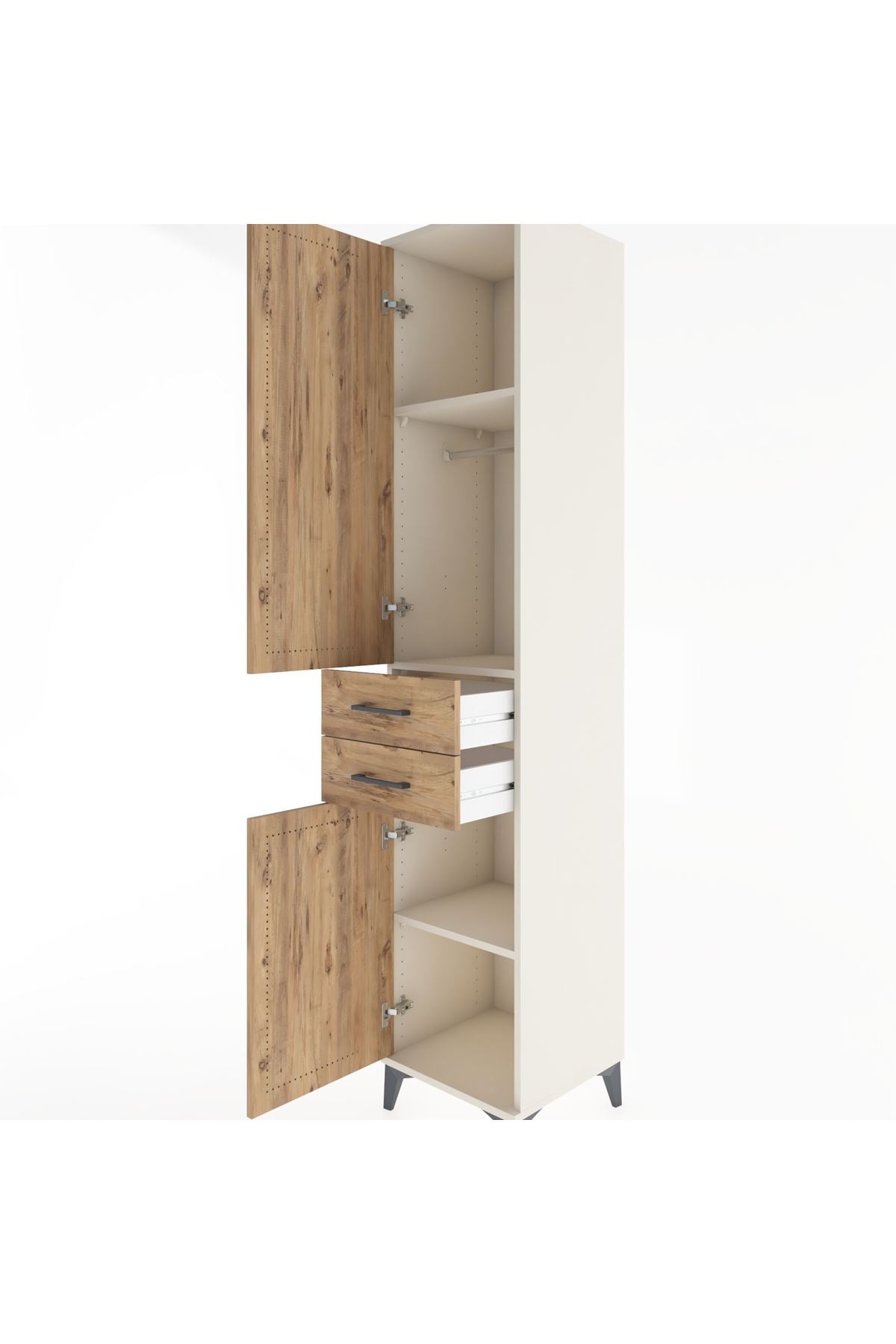 Hyperion Dolap 3 Raflı 2 Çekmeceli Tek Askılı 44x44x221 - S61M182V3B