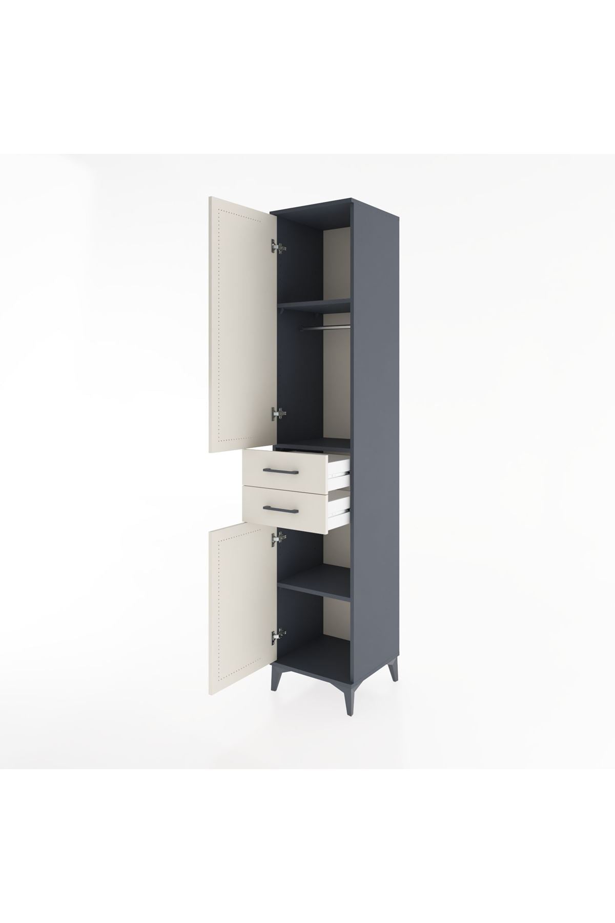 Hyperion Dolap 3 Raflı 2 Çekmeceli Tek Askılı 44x44x221 - S61M182V4B