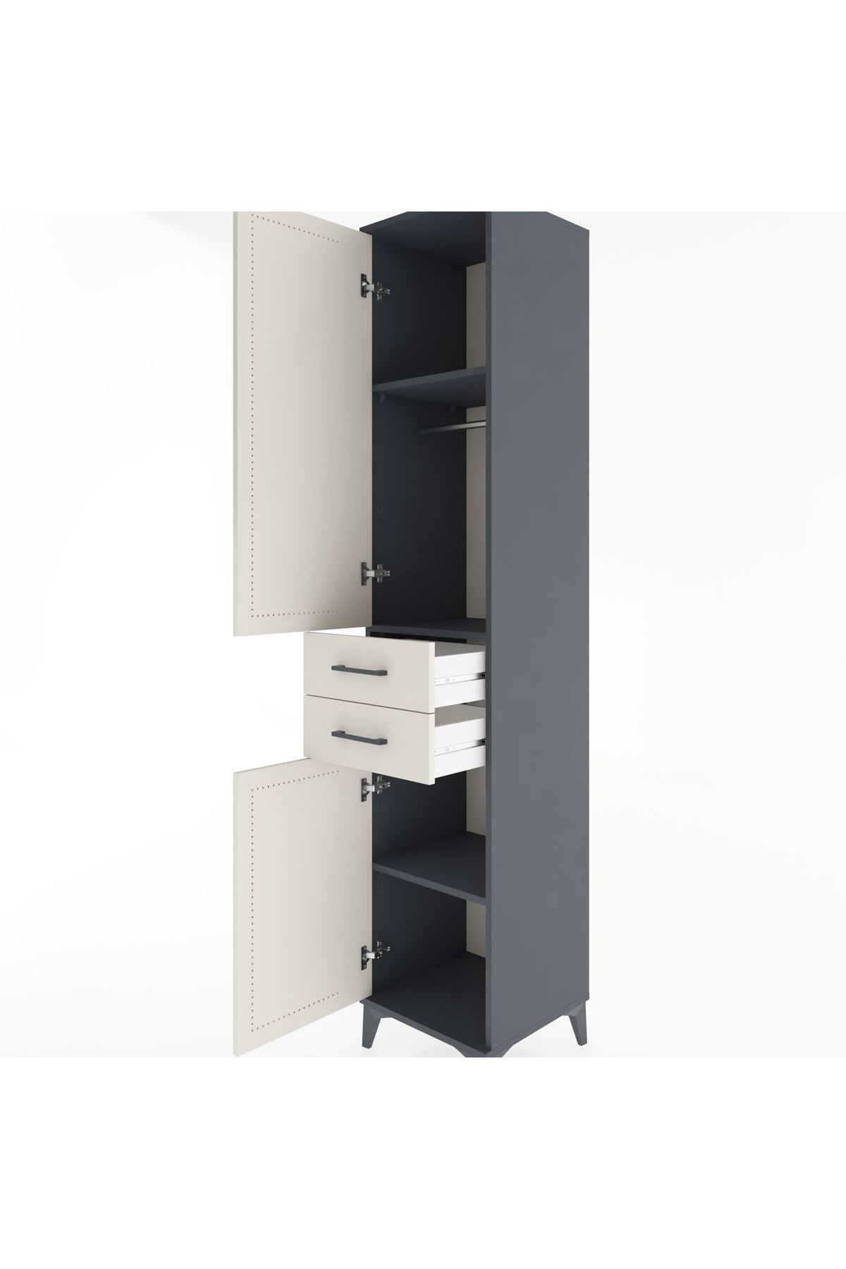 Hyperion Dolap 3 Raflı 2 Çekmeceli Tek Askılı 44x44x221 - S61M182V4B
