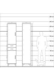 Hyperion Dolap 3 Raflı 2 Çekmeceli Tek Askılı 44x44x221 - S61M182V6B