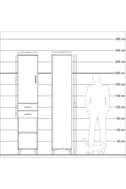 Hyperion Dolap 3 Raflı 2 Çekmeceli Tek Askılı 44x44x221 - S61M183V1B