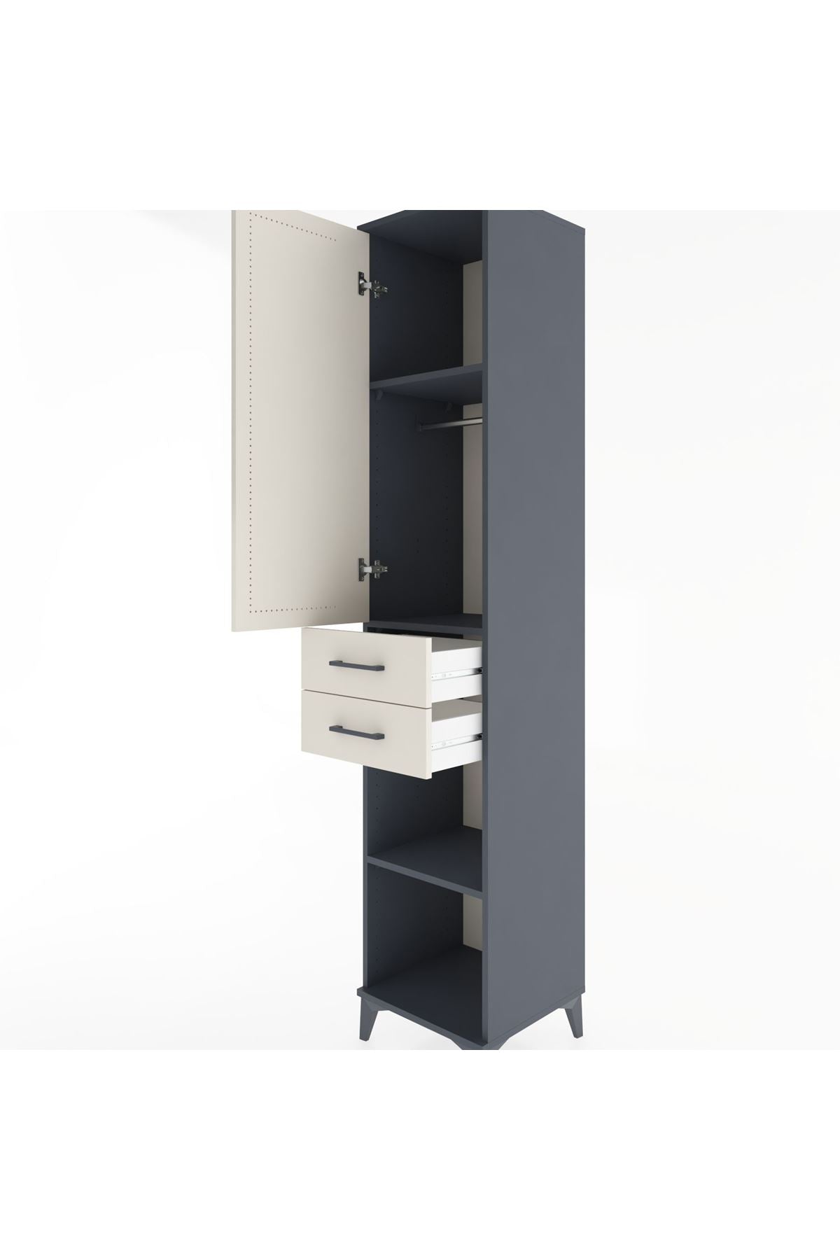 Hyperion Dolap 3 Raflı 2 Çekmeceli Tek Askılı 44x44x221 - S61M183V4B