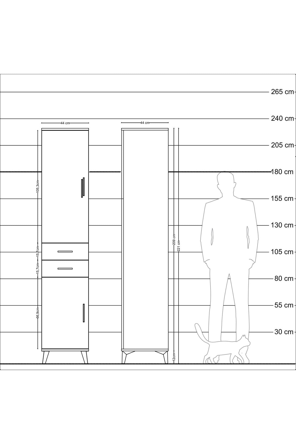 Hyperion Dolap 4 Raflı 2 Çekmeceli 2 Kapaklı 44x44x221 - S61M184V6B