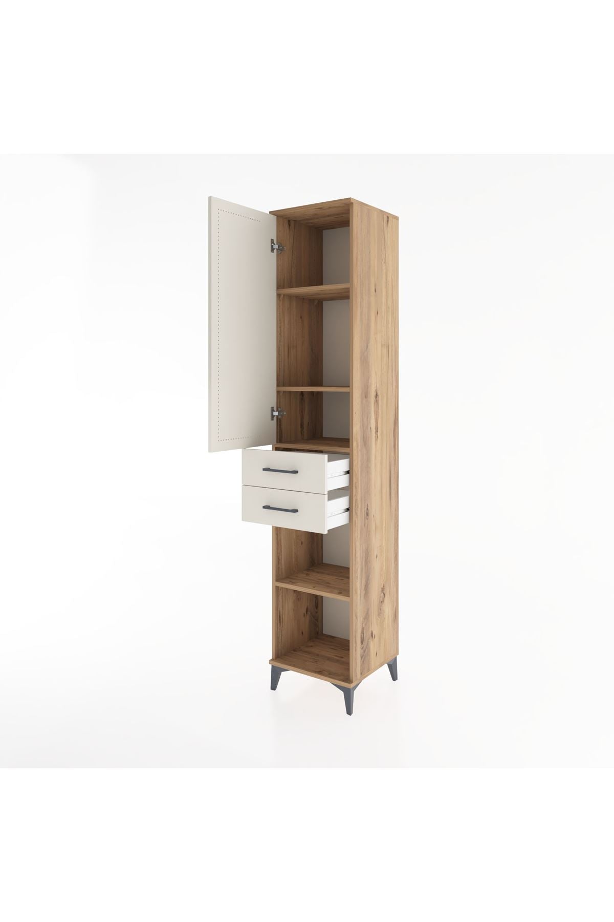 Hyperion Dolap 4 Raflı 2 Çekmeceli Tek Kapaklı 44x44x221 - S61M185V7B