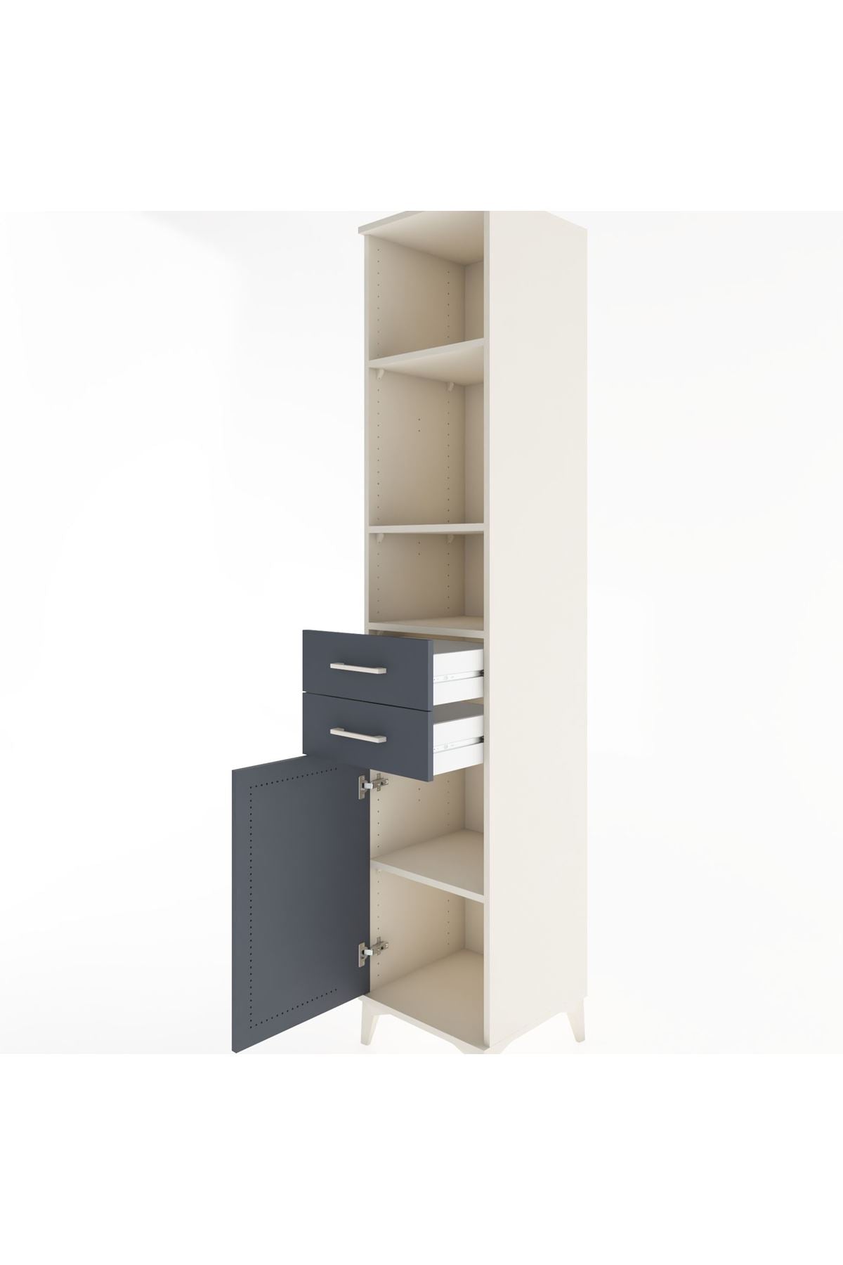 Hyperion Dolap 4 Raflı 2 Çekmeceli Tek Kapaklı 44x44x221 - S61M201V2B