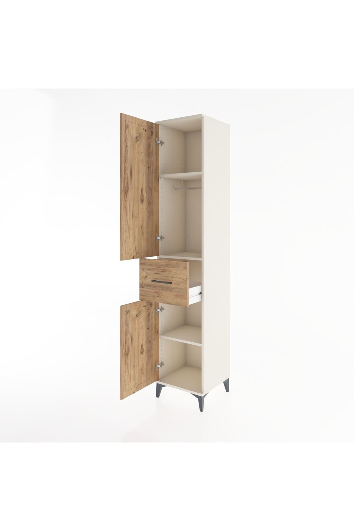 Hyperion Dolap 3 Raflı Tek Çekmeceli Tek Askılı 44x44x221 - S61M202V3B
