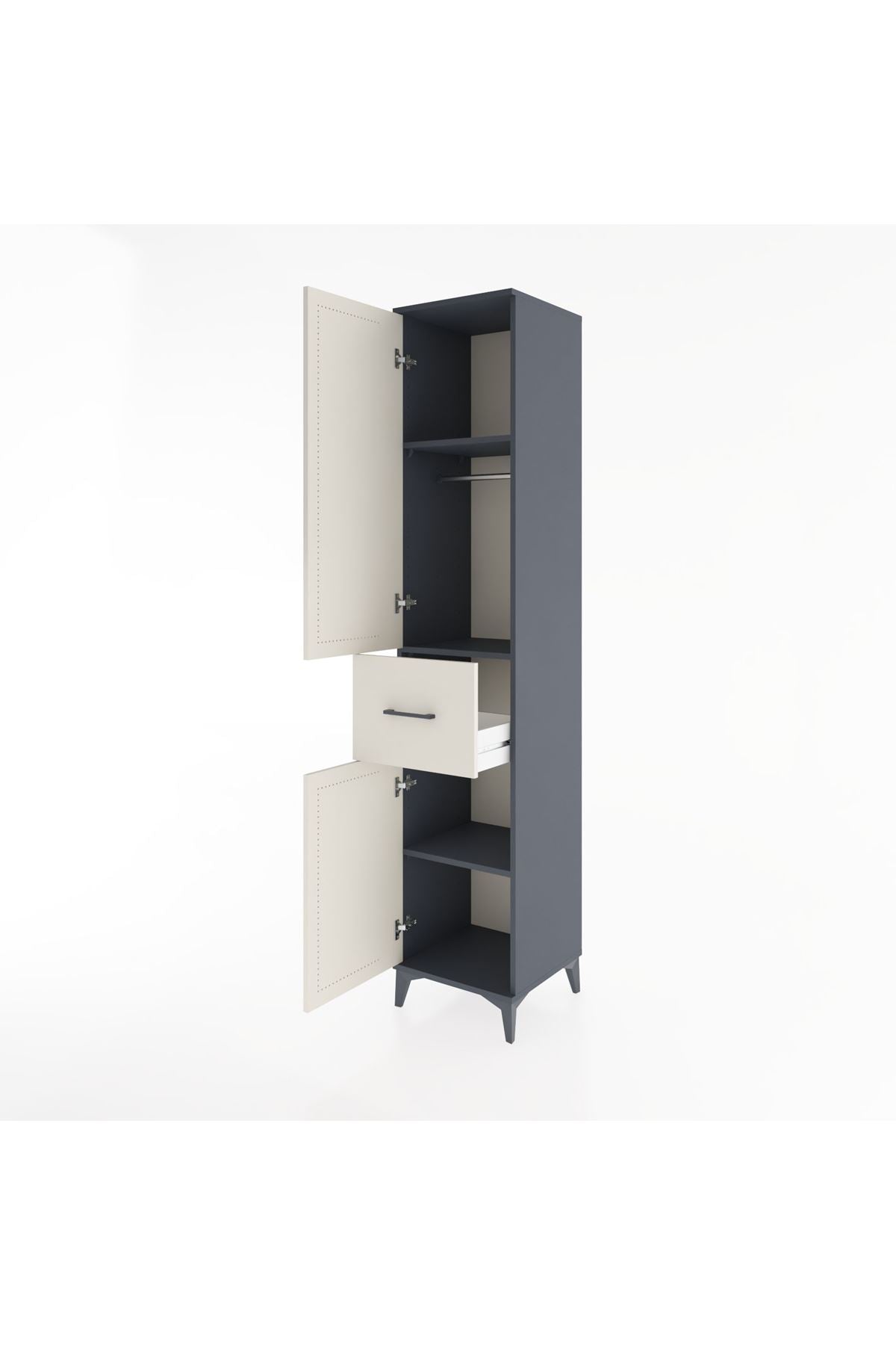 Hyperion Dolap 3 Raflı Tek Çekmeceli Tek Askılı 44x44x221 - S61M202V4B
