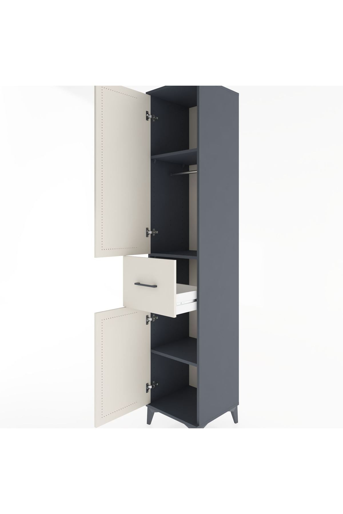 Hyperion Dolap 3 Raflı Tek Çekmeceli Tek Askılı 44x44x221 - S61M202V4B