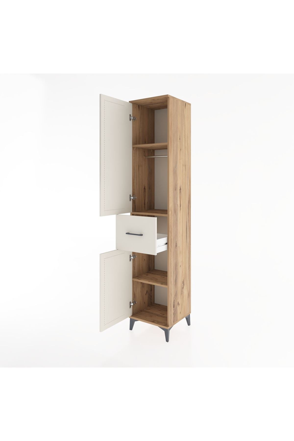 Hyperion Dolap 3 Raflı Tek Çekmeceli Tek Askılı 44x44x221 - S61M202V7B