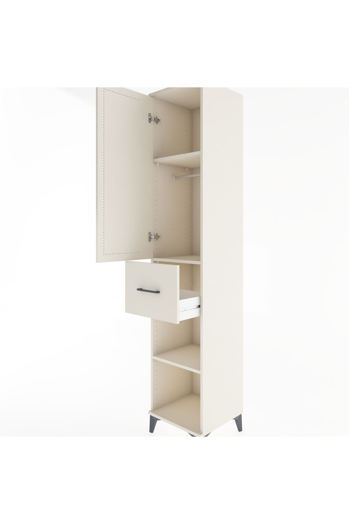 Hyperion Dolap 3 Raflı Tek Çekmeceli Tek Askılı 44x44x221 - S61M203V1B