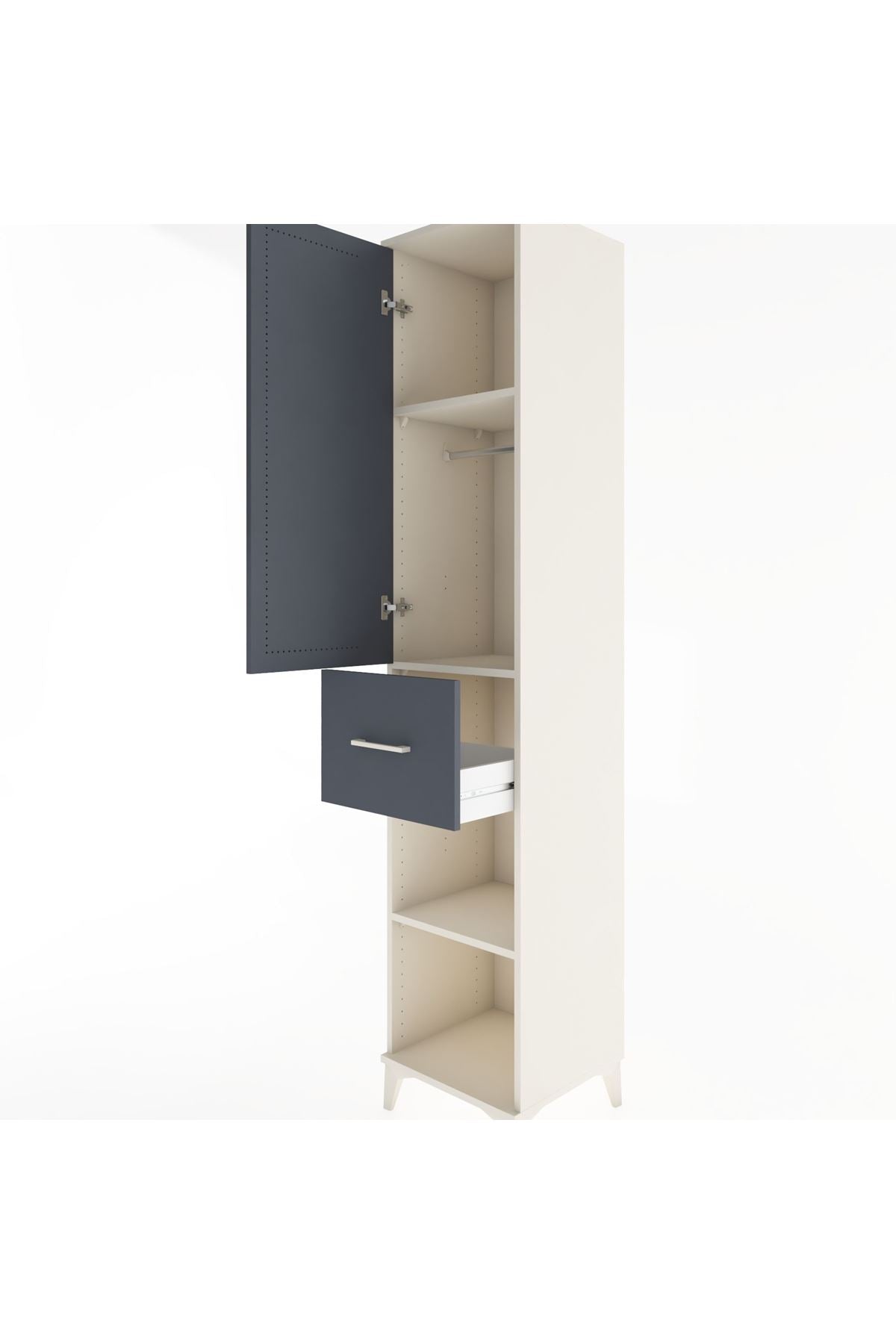 Hyperion Dolap 3 Raflı Tek Çekmeceli Tek Askılı 44x44x221 - S61M203V2B