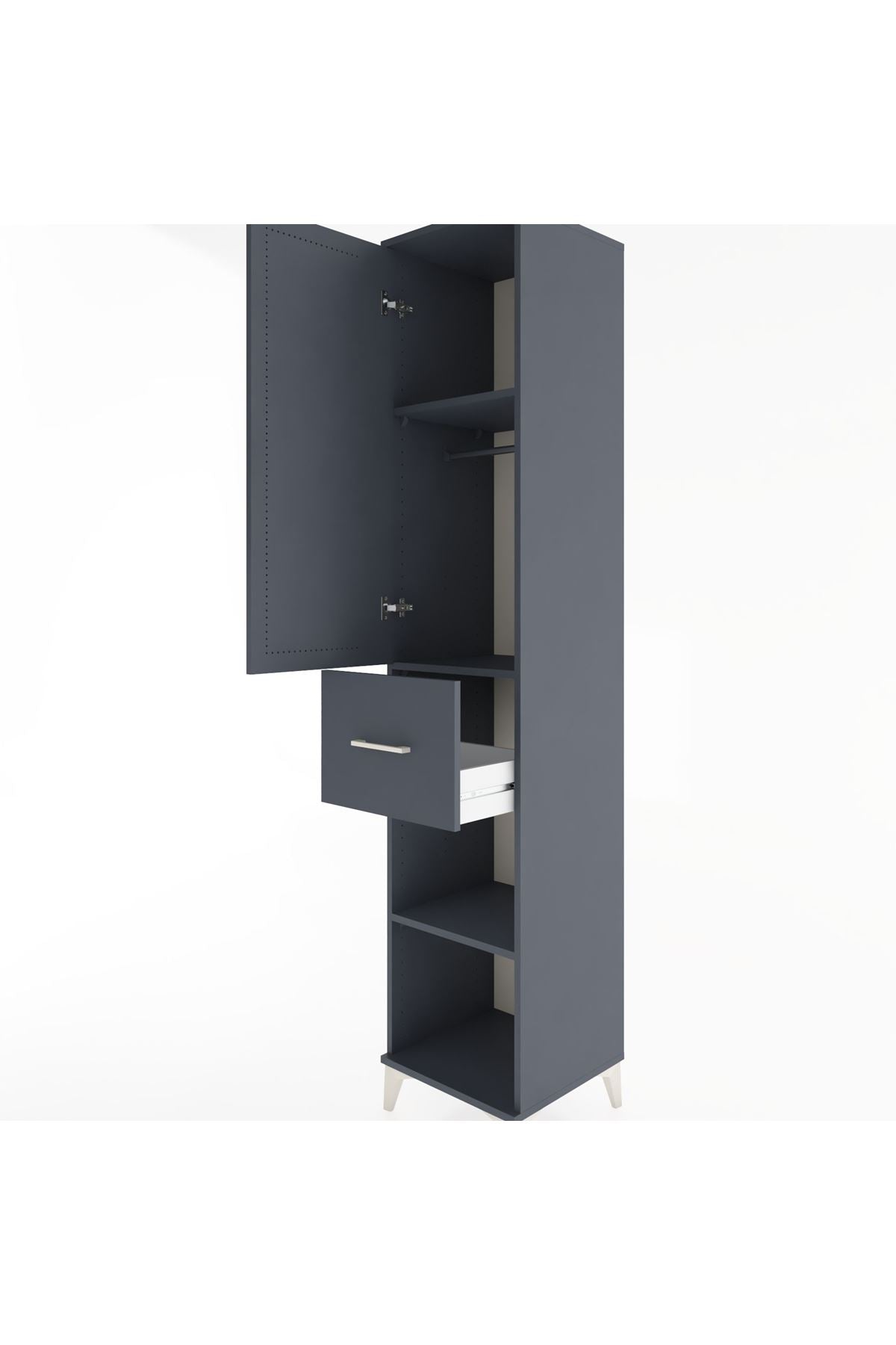 Hyperion Dolap 3 Raflı Tek Çekmeceli Tek Askılı 44x44x221 - S61M203V5B