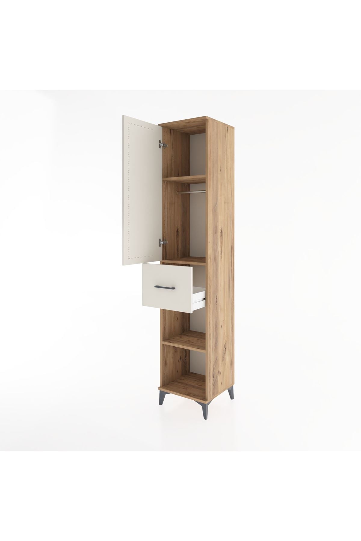 Hyperion Dolap 3 Raflı Tek Çekmeceli Tek Askılı 44x44x221 - S61M203V7B