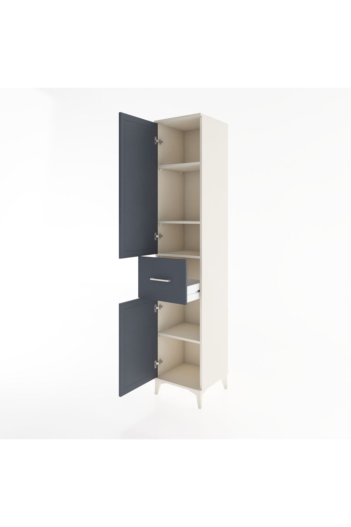 Hyperion Dolap 4 Raflı Tek Çekmeceli 2 Kapaklı 44x44x221 - S61M204V2B