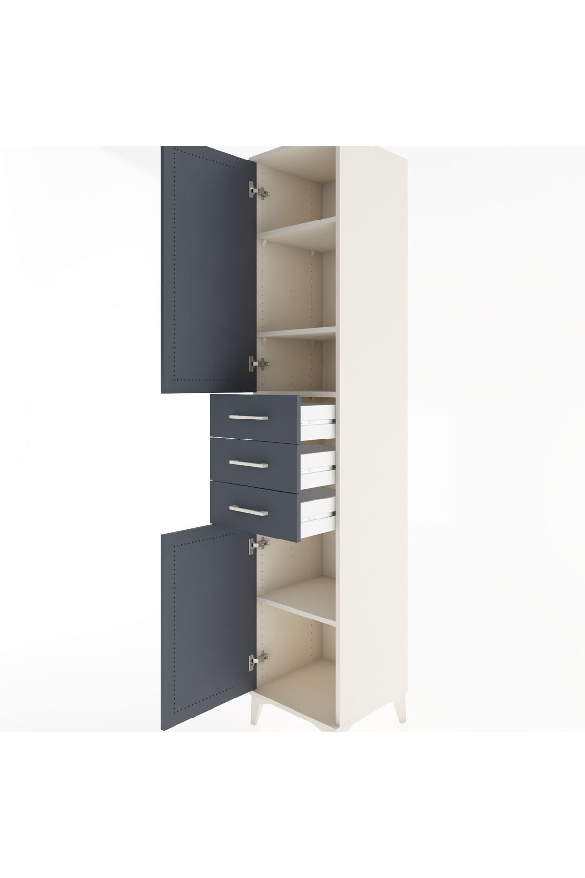 Hyperion Dolap 4 Raflı 3 Çekmeceli 2 Kapaklı 44x44x221 - S61M212V2B