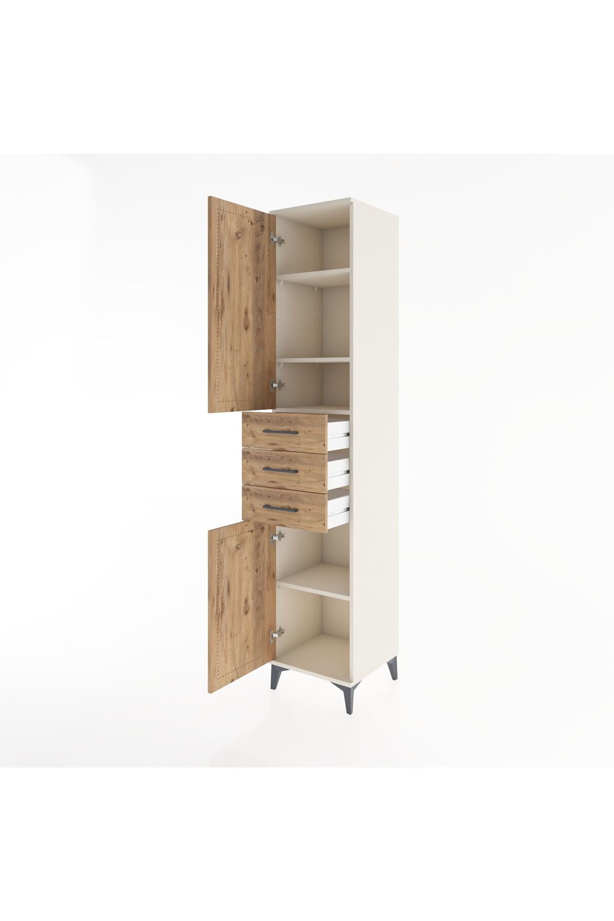 Hyperion Dolap 4 Raflı 3 Çekmeceli 2 Kapaklı 44x44x221 - S61M212V3B