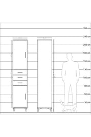 Hyperion Dolap 4 Raflı 3 Çekmeceli 2 Kapaklı 44x44x221 - S61M212V3B