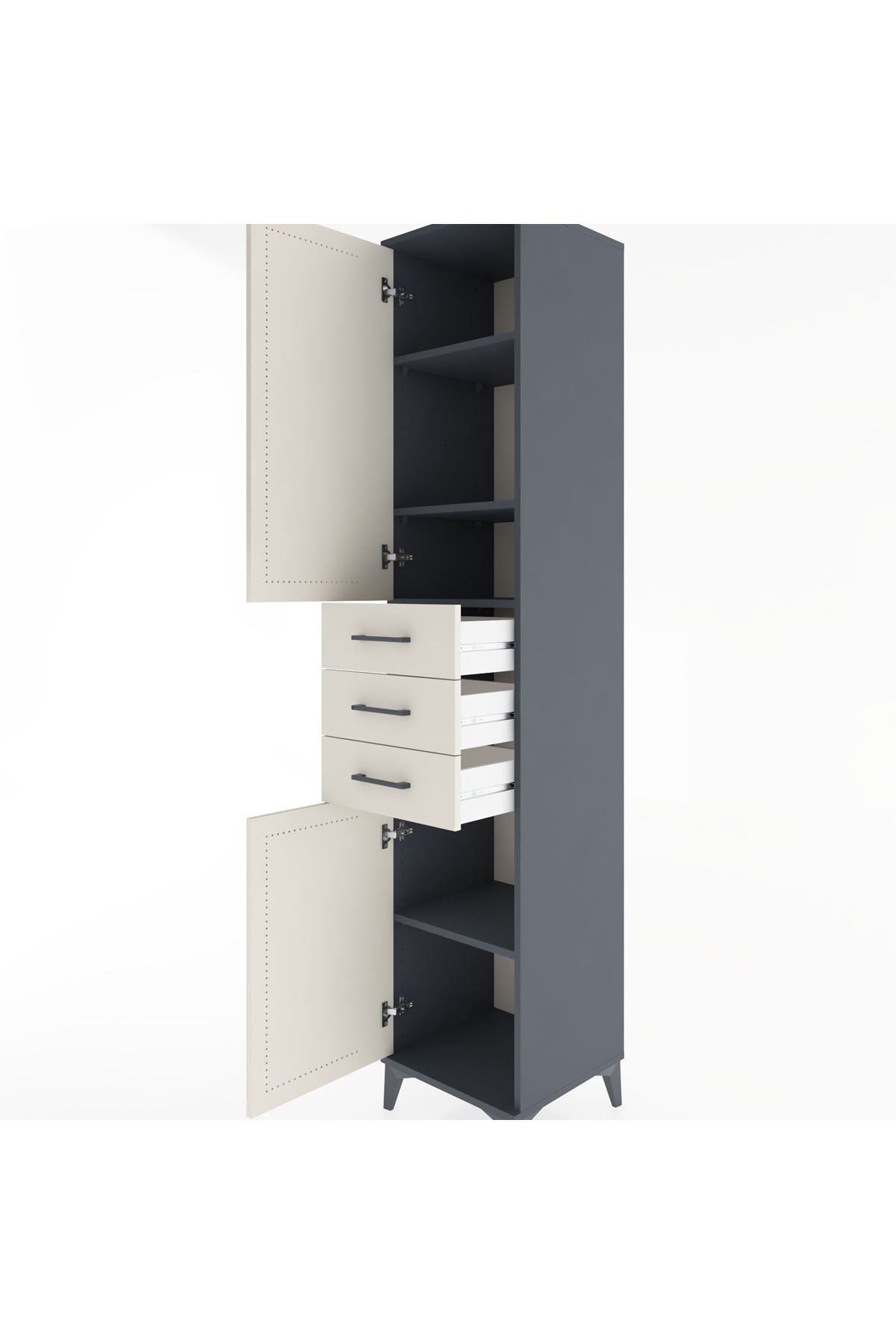 Hyperion Dolap 4 Raflı 3 Çekmeceli 2 Kapaklı 44x44x221 - S61M212V4B