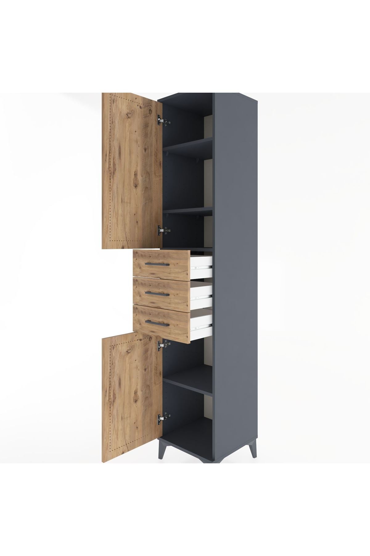 Hyperion Dolap 4 Raflı 3 Çekmeceli 2 Kapaklı 44x44x221 - S61M212V6B