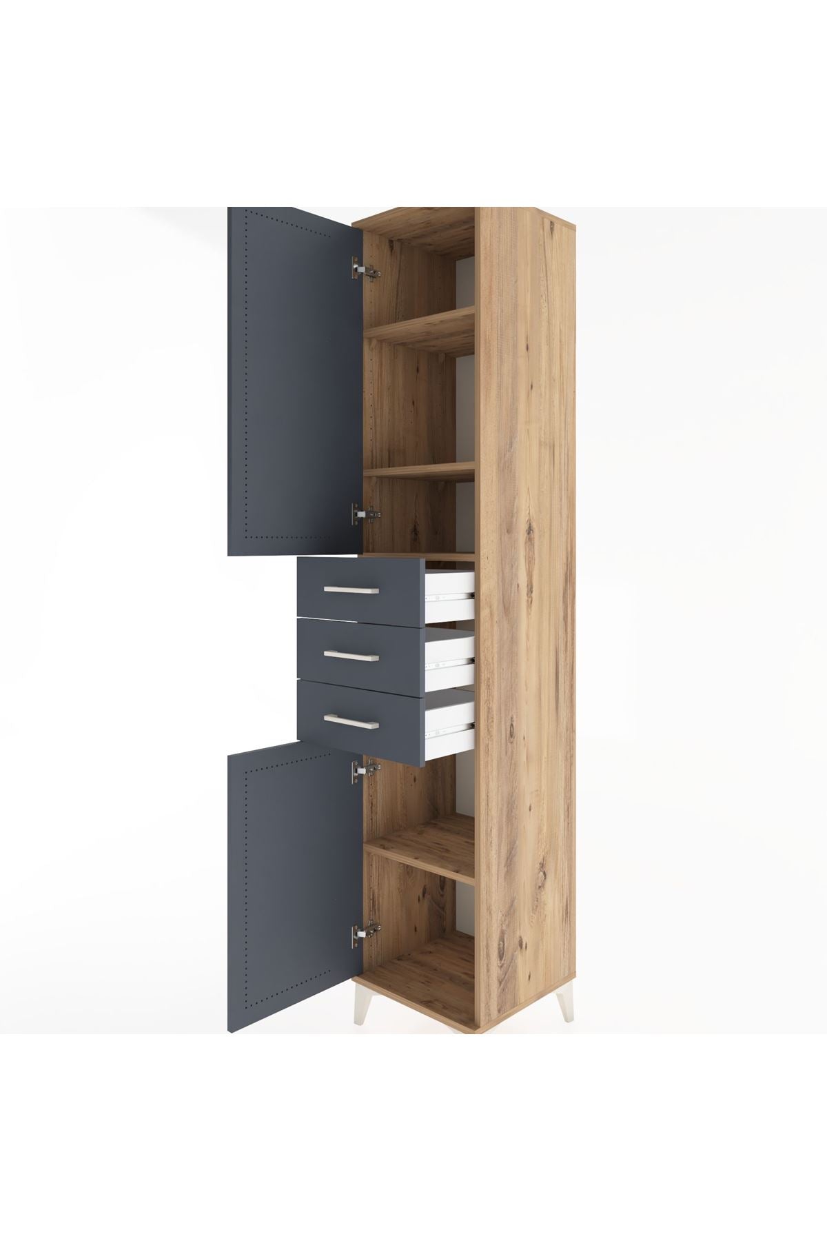 Hyperion Dolap 4 Raflı 3 Çekmeceli 2 Kapaklı 44x44x221 - S61M212V8B