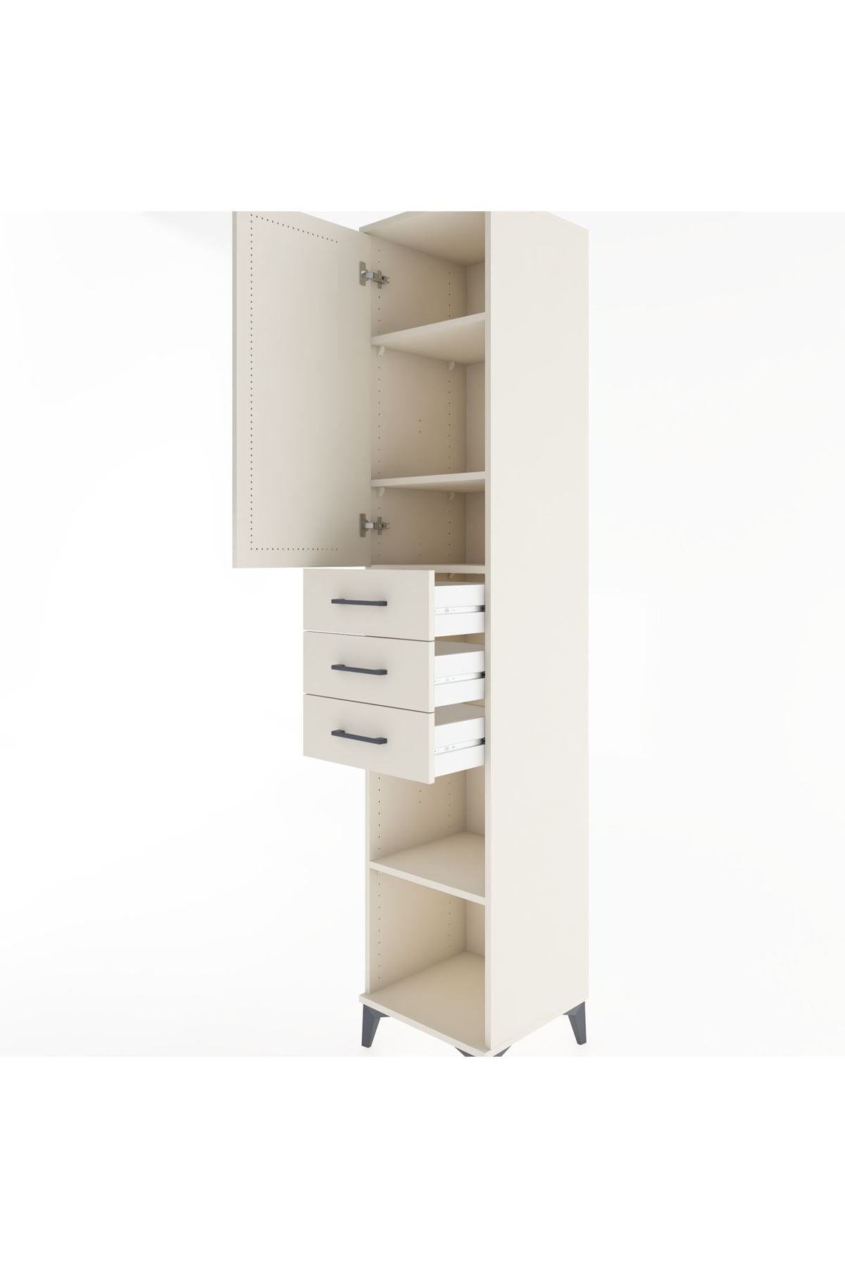 Hyperion Dolap 4 Raflı 3 Çekmeceli Tek Kapaklı 44x44x221 - S61M213V1B