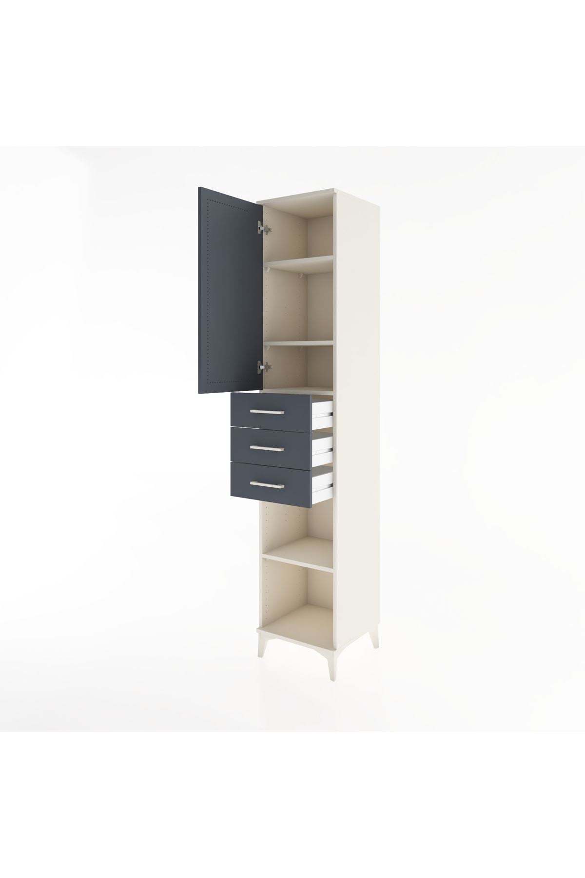 Hyperion Dolap 4 Raflı 3 Çekmeceli Tek Kapaklı 44x44x221 - S61M213V2B