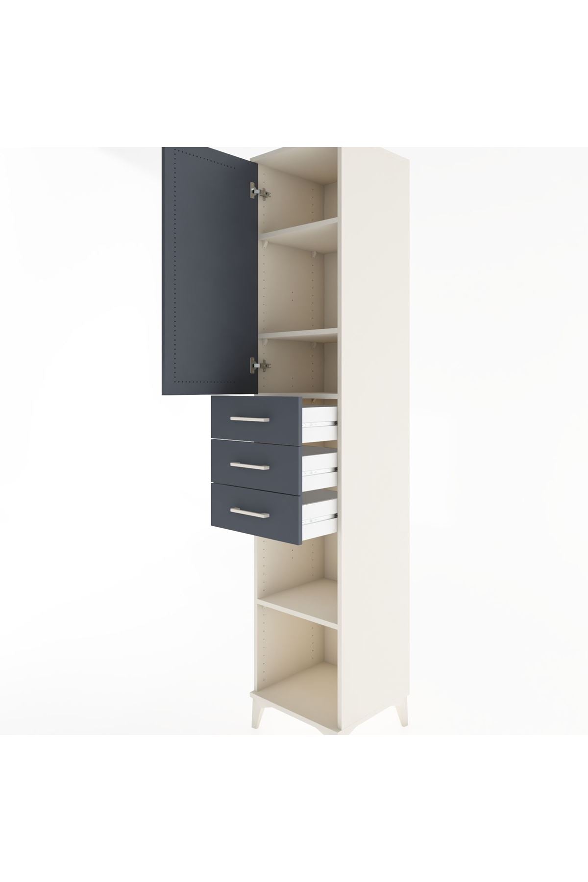 Hyperion Dolap 4 Raflı 3 Çekmeceli Tek Kapaklı 44x44x221 - S61M213V2B