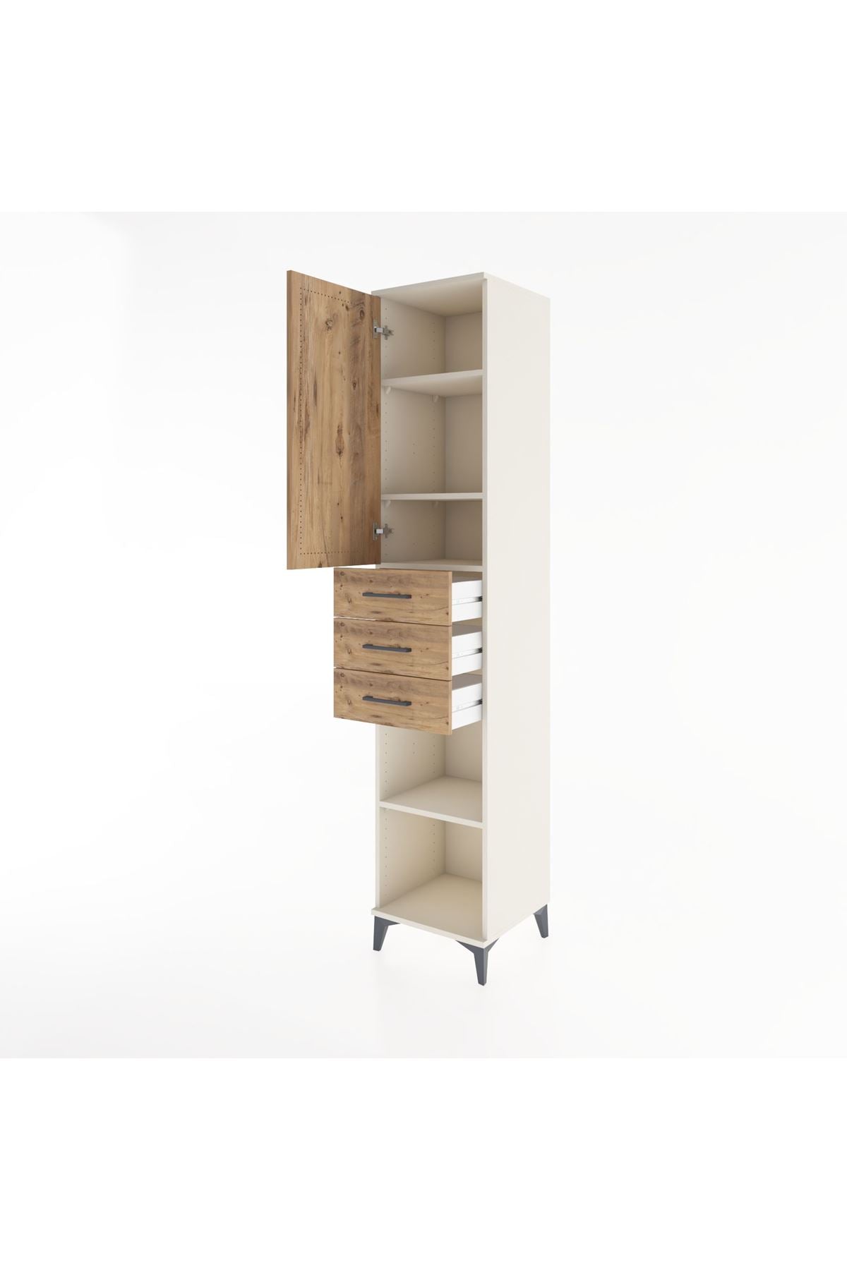 Hyperion Dolap 4 Raflı 3 Çekmeceli Tek Kapaklı 44x44x221 - S61M213V3B