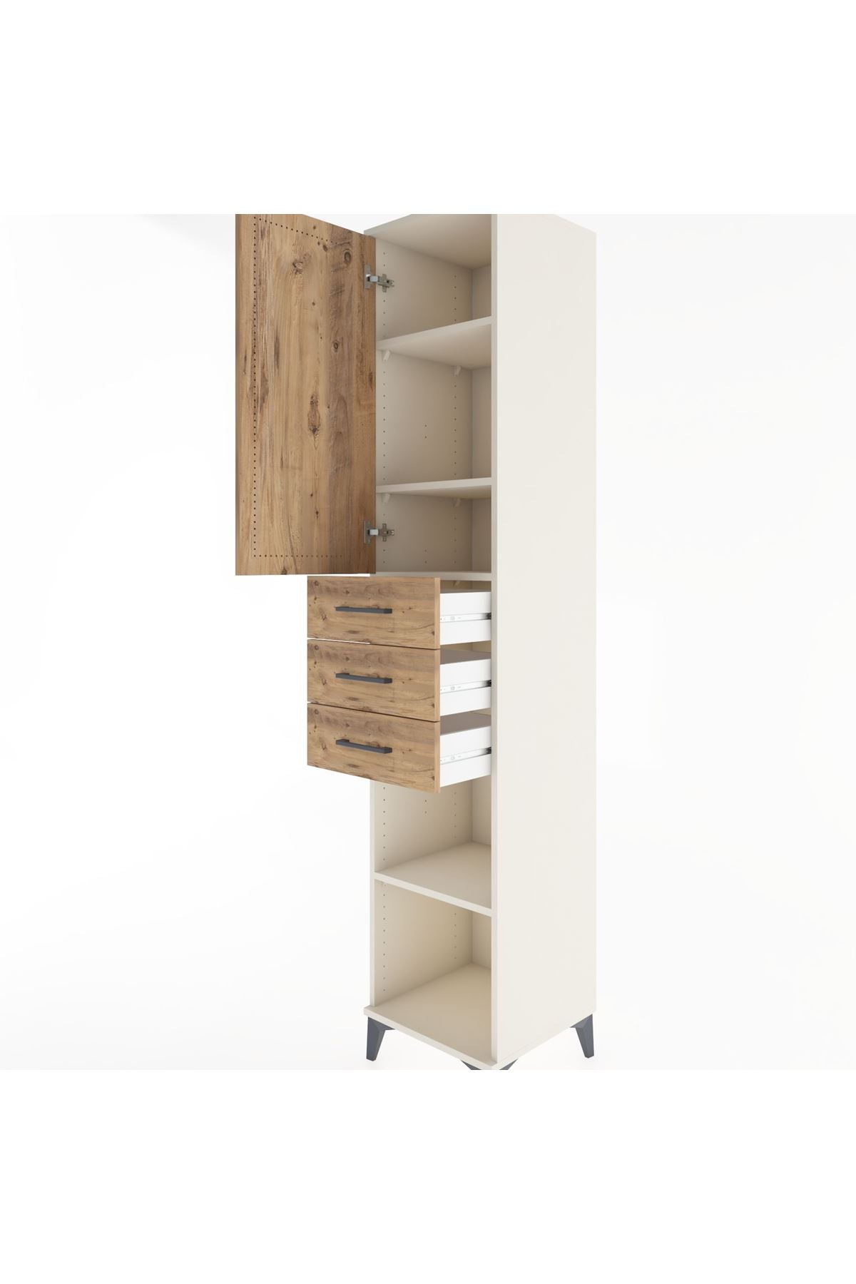 Hyperion Dolap 4 Raflı 3 Çekmeceli Tek Kapaklı 44x44x221 - S61M213V3B
