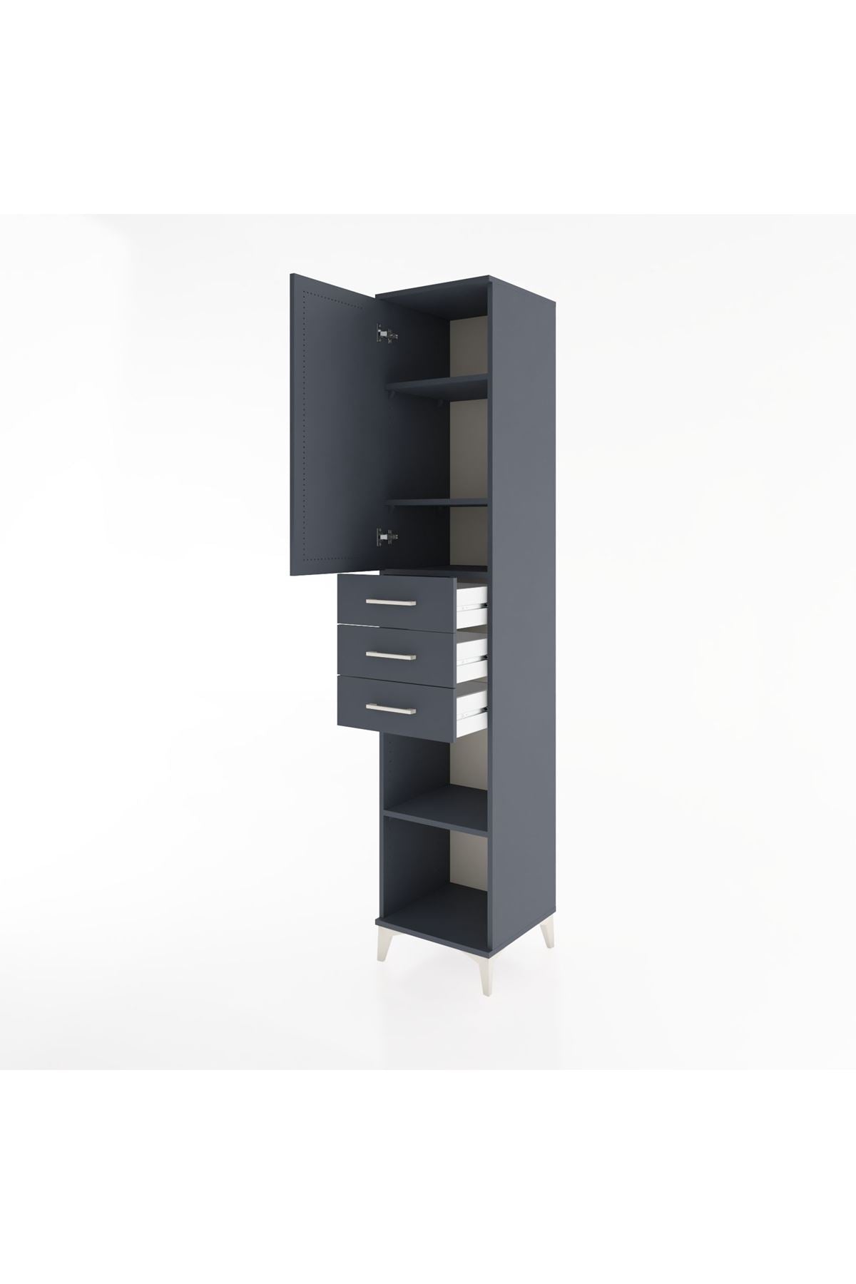 Hyperion Dolap 4 Raflı 3 Çekmeceli Tek Kapaklı 44x44x221 - S61M213V5B