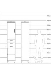 Hyperion Dolap 4 Raflı 3 Çekmeceli Tek Kapaklı 44x44x221 - S61M213V5B